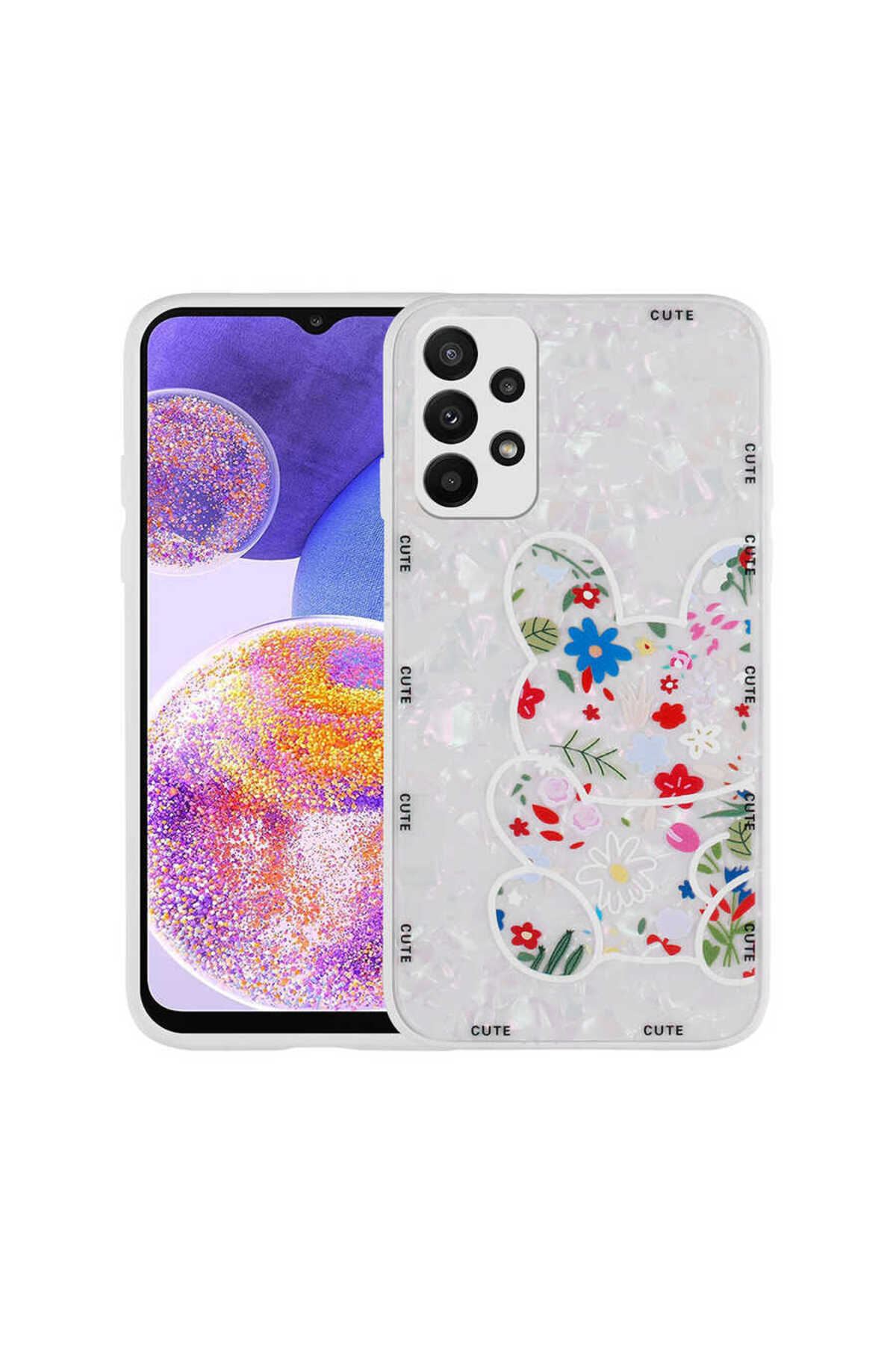 Galaxy A33 5G Kılıf Desenli Sert Silikon İKTK Mumila Kapak - White Rabbit