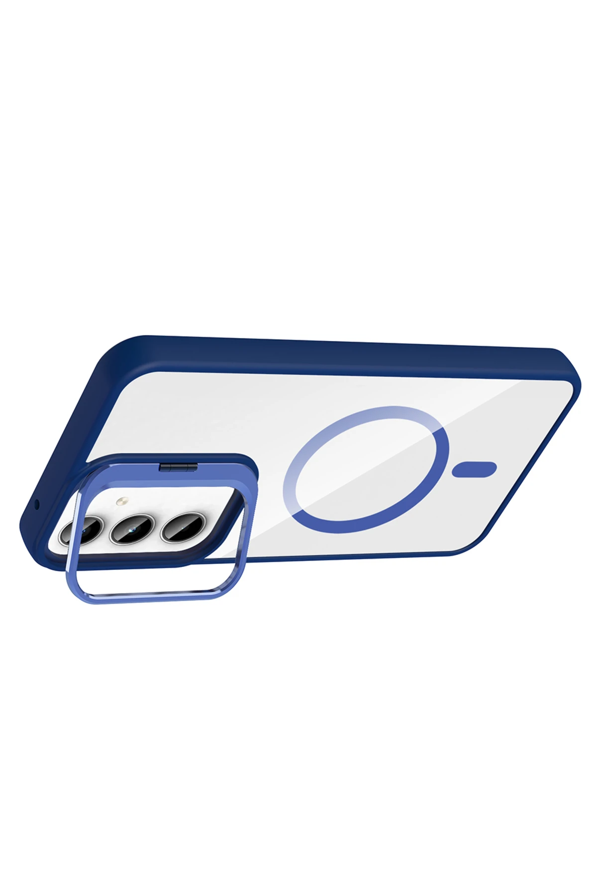 Galaxy A35 Kılıf Standlı ve Kamera Lens Hediyeli M-Safe Şarj Özellikli EFFX Etro Kapak - Gri