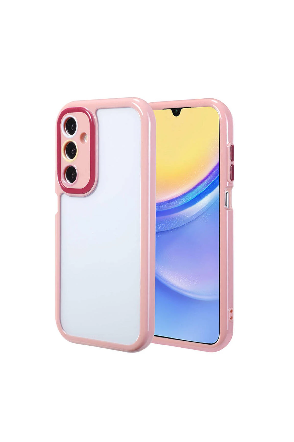 Galaxy A15 Kılıf Kamera Korumalı Renkli Kenar ve Çerçeve Tasarımlı Zey Vitamin Kapak-Mürdüm