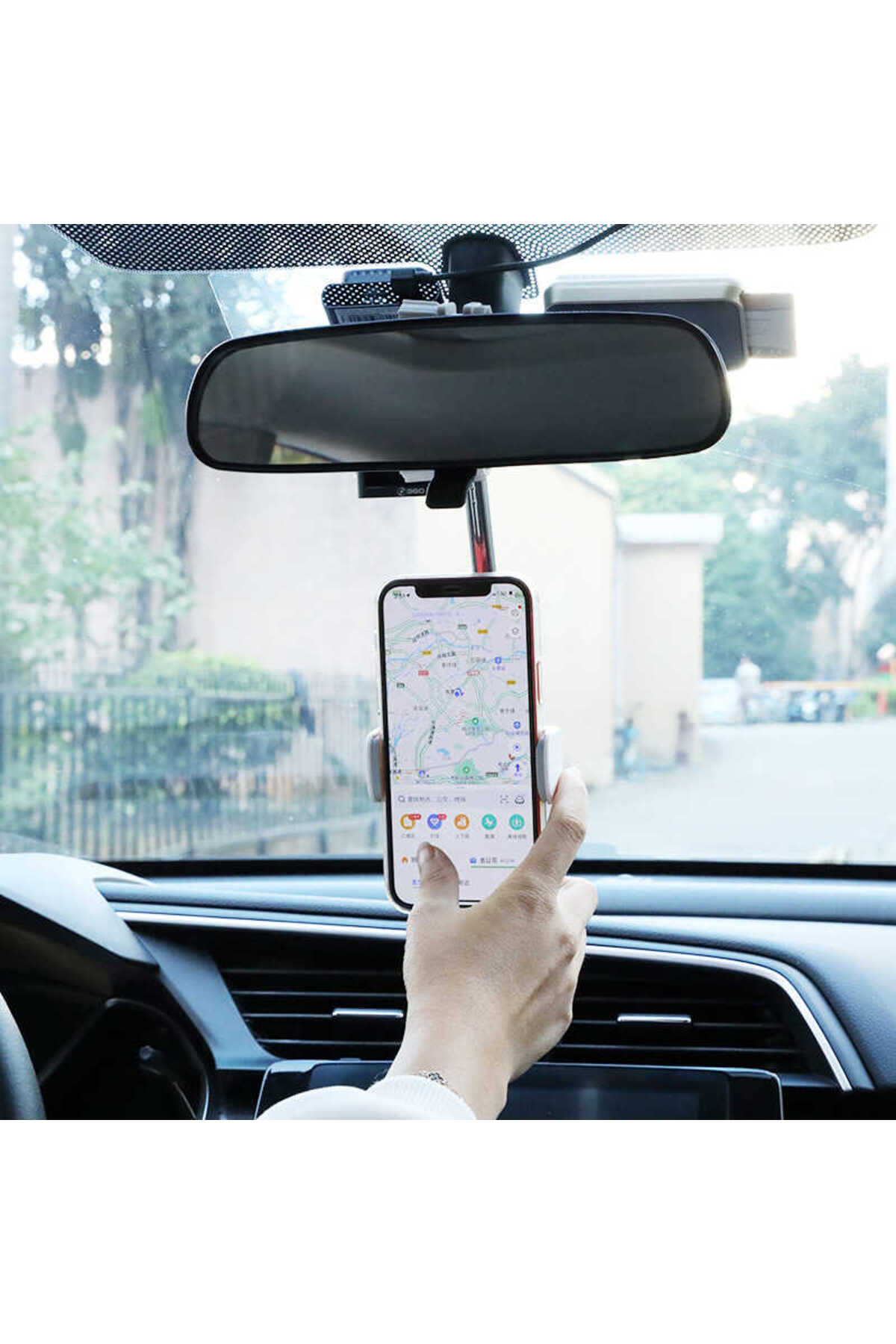 OMSY LG-01 Dikiz Aynası Telefon Tutucu-Siyah