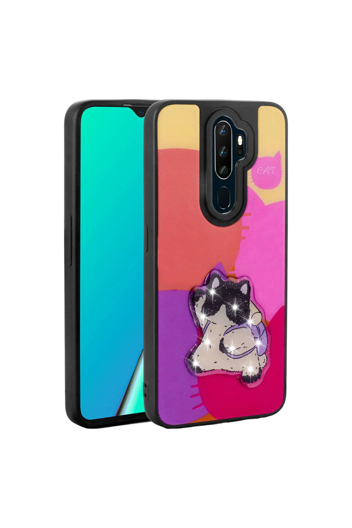 A5 2020 Kılıf Parlayan Kabartmalı İkonik Figürlü N7TH Amas Silikon Kapak - Mor