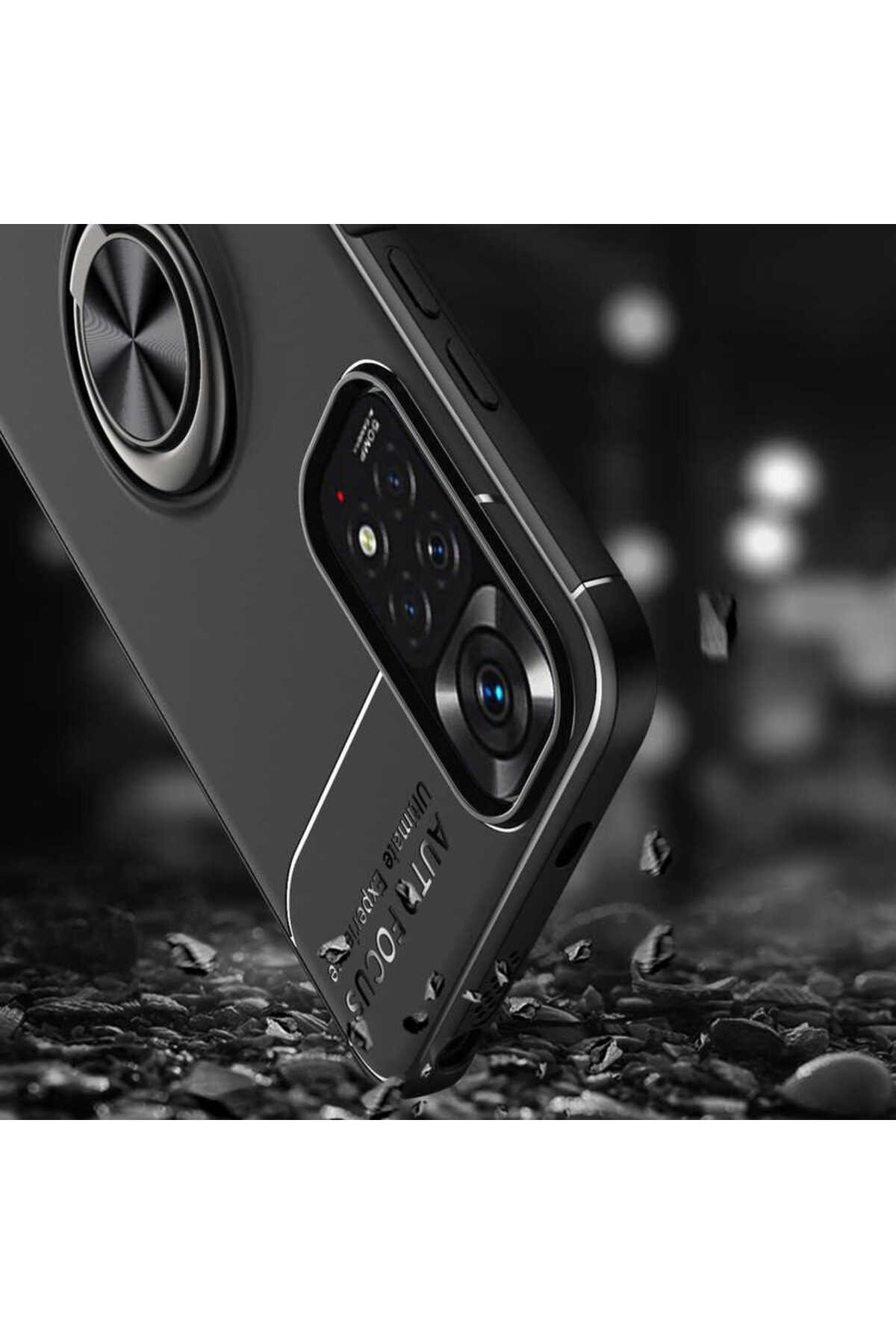 Redmi Note 11 Global Kılıf SYS Ravel Silikon Kapak - Siyah-Mavi