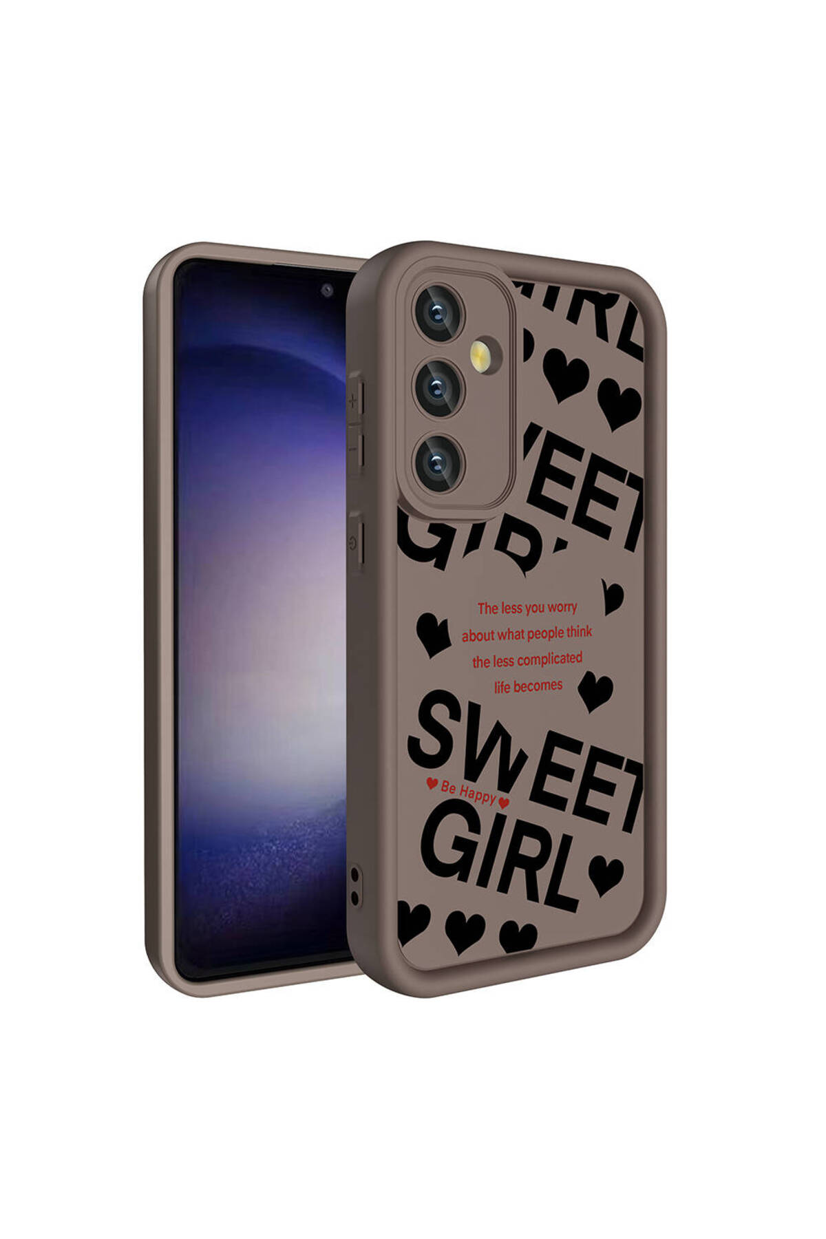 Galaxy S24 Kılıf Kamera Korumalı Baskılı Arka Yüzey TKNC Klas Kapak - Koyu Kahve