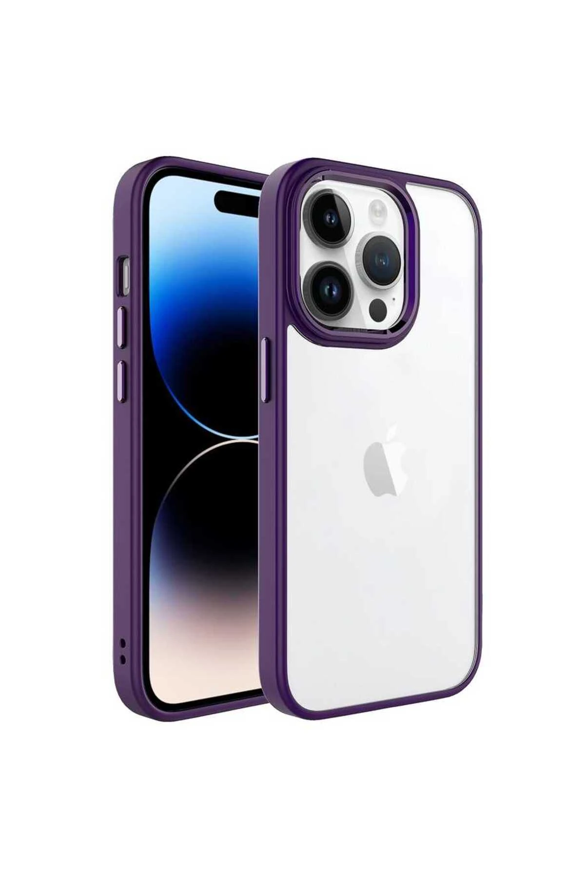 iPhone 14 Pro Uyumlu MKST Krom Kılıf-Derin Mor