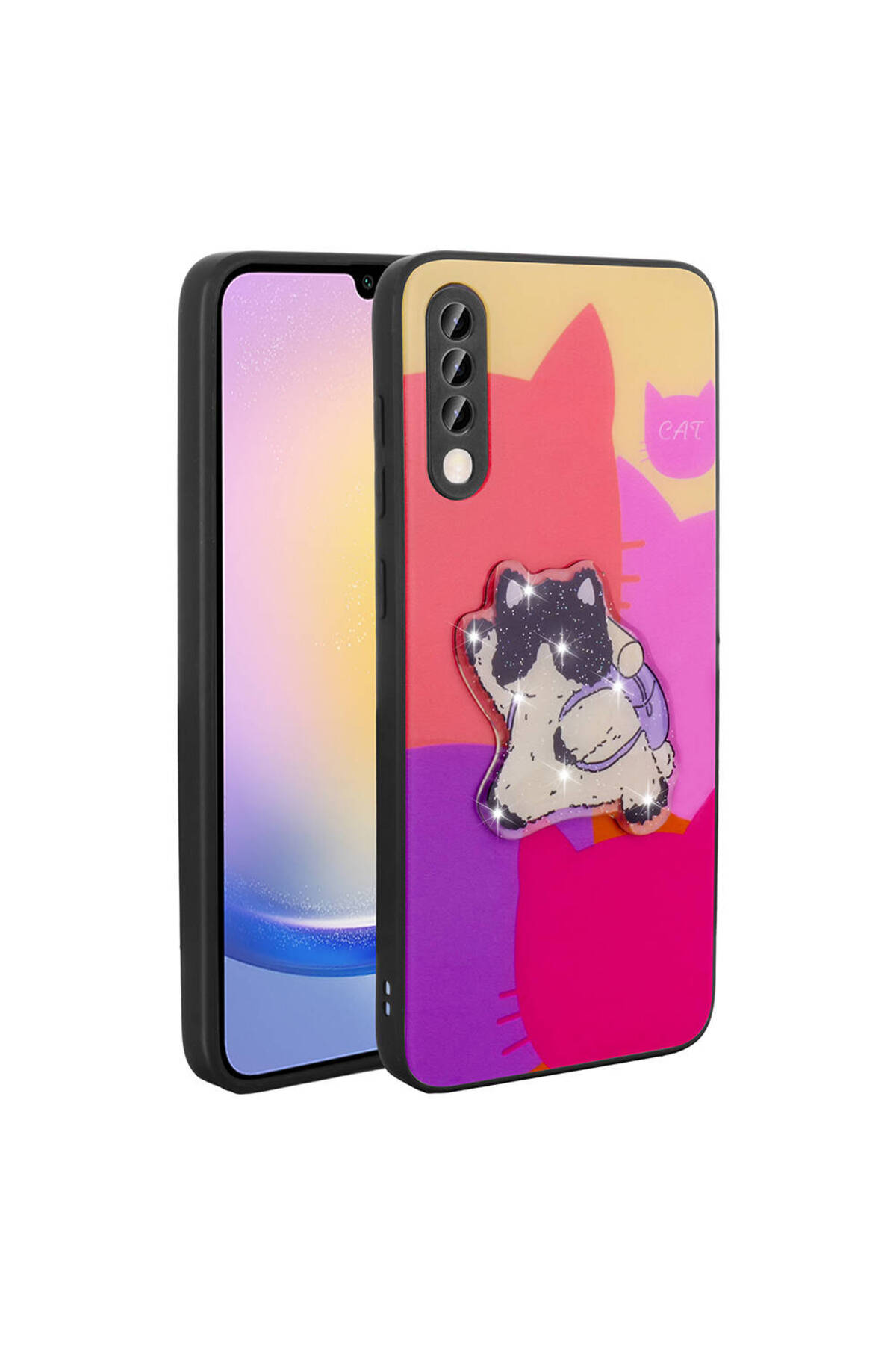 Galaxy A50 Kılıf Parlayan Kabartmalı İkonik Figürlü LCKC Amas Silikon Kapak - Mor
