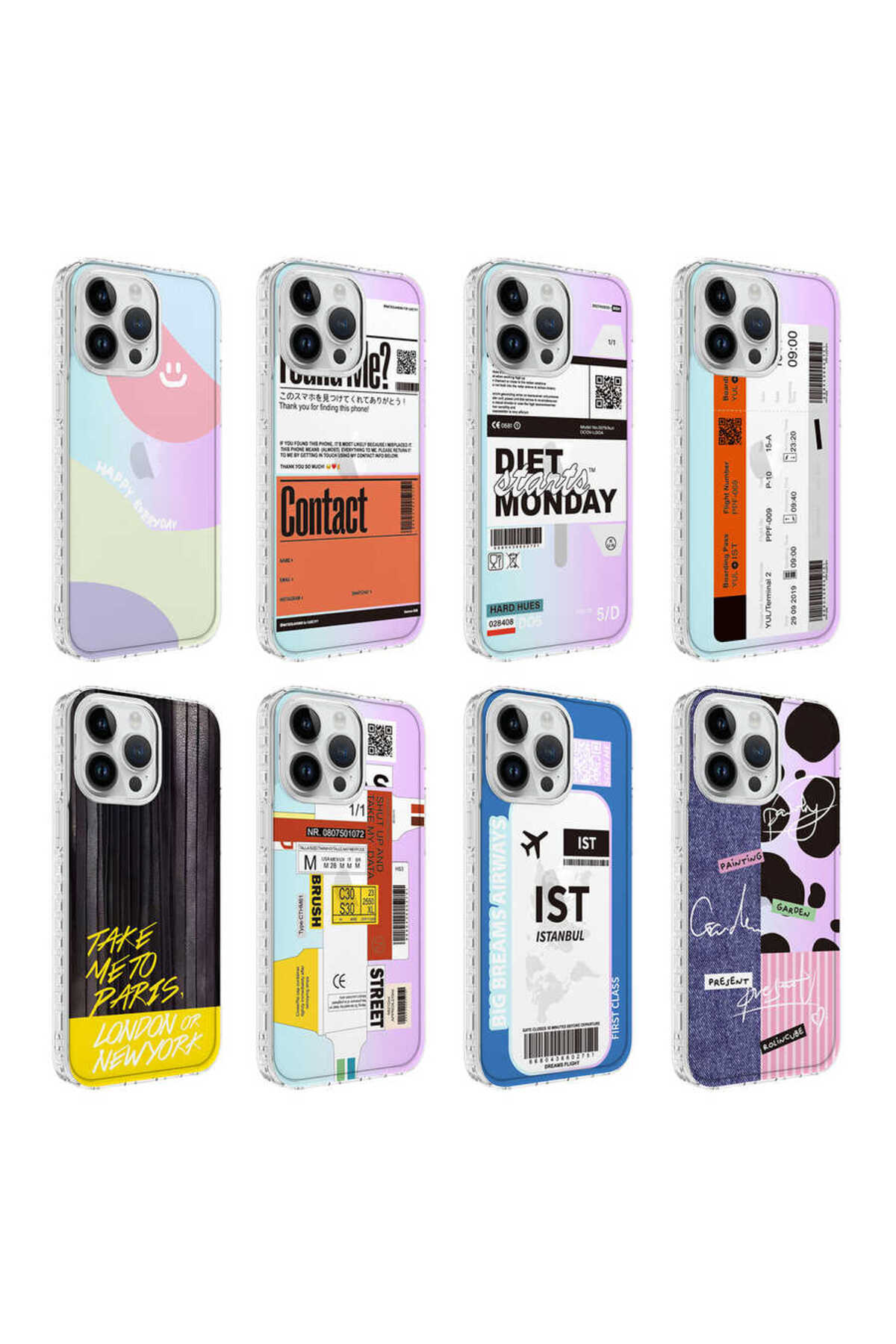 iPhone 14 Pro Uyumlu AiHTTg Kenarlı Renkli Desenli Silikon MXSP Elegans Kılıf-NO2