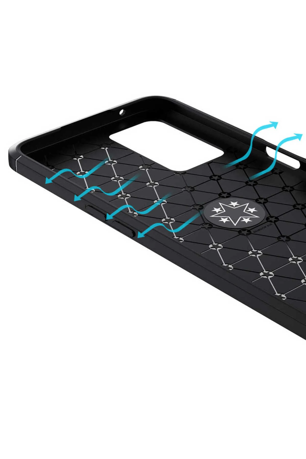 A76 Kılıf KHYR Ravel Silikon Kapak - Siyah-Rose Gold