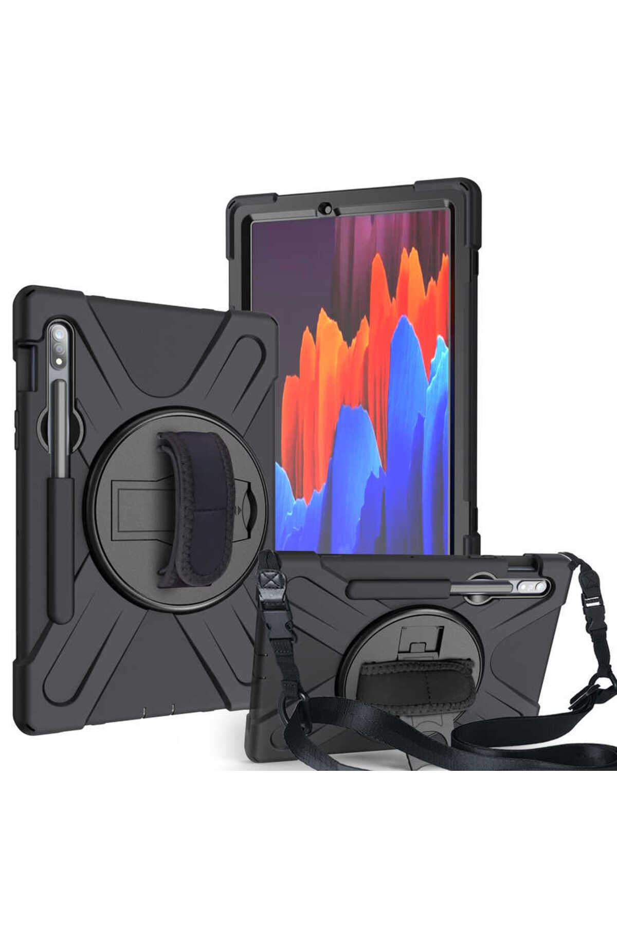 Galaxy Tab S7 Plus T970 Kılıf Uyumlu KHYR Defender Tablet Silikon-Siyah
