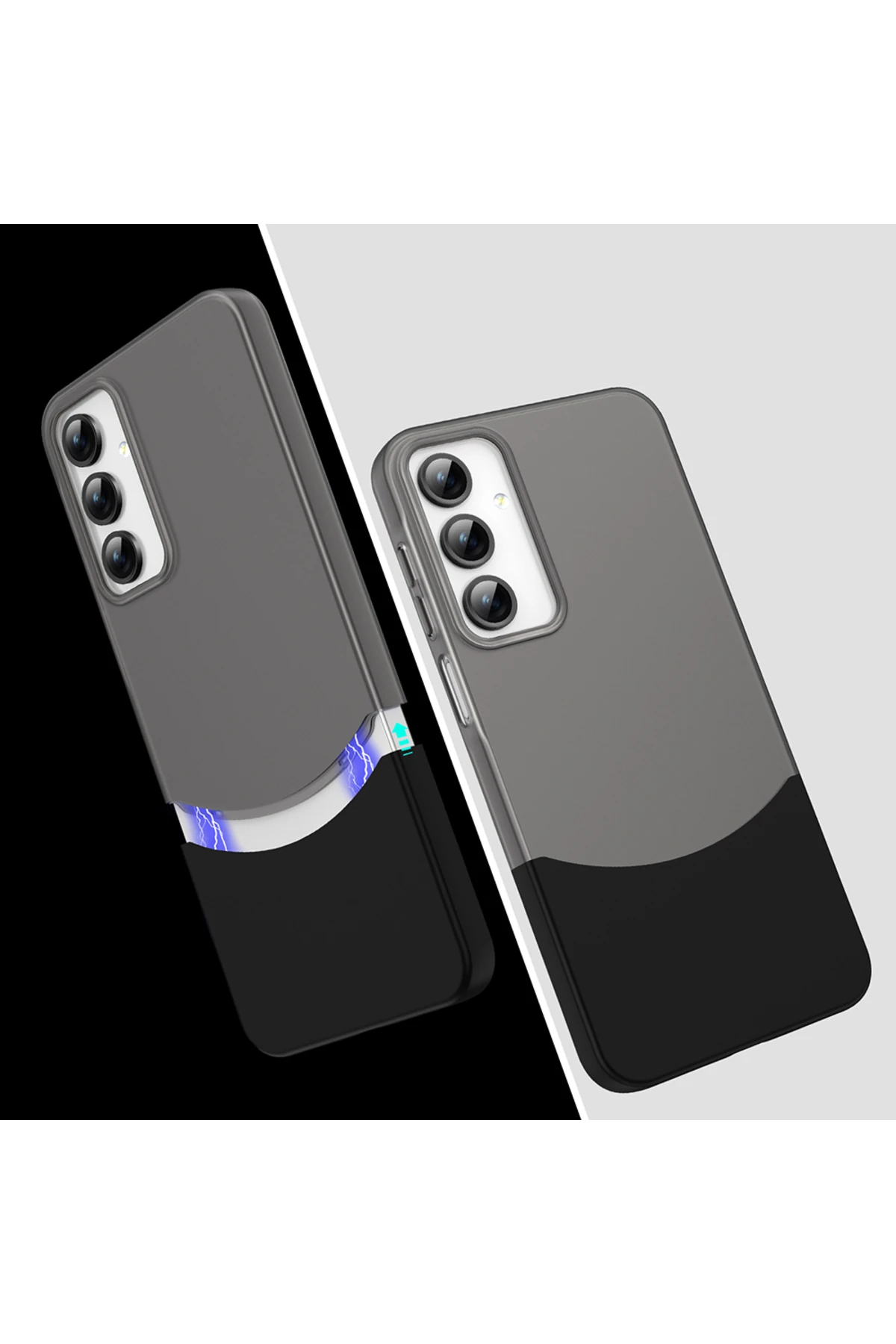 Galaxy A35 Kılıf Mıknatıslı EFFX Duble Kapak - Gri