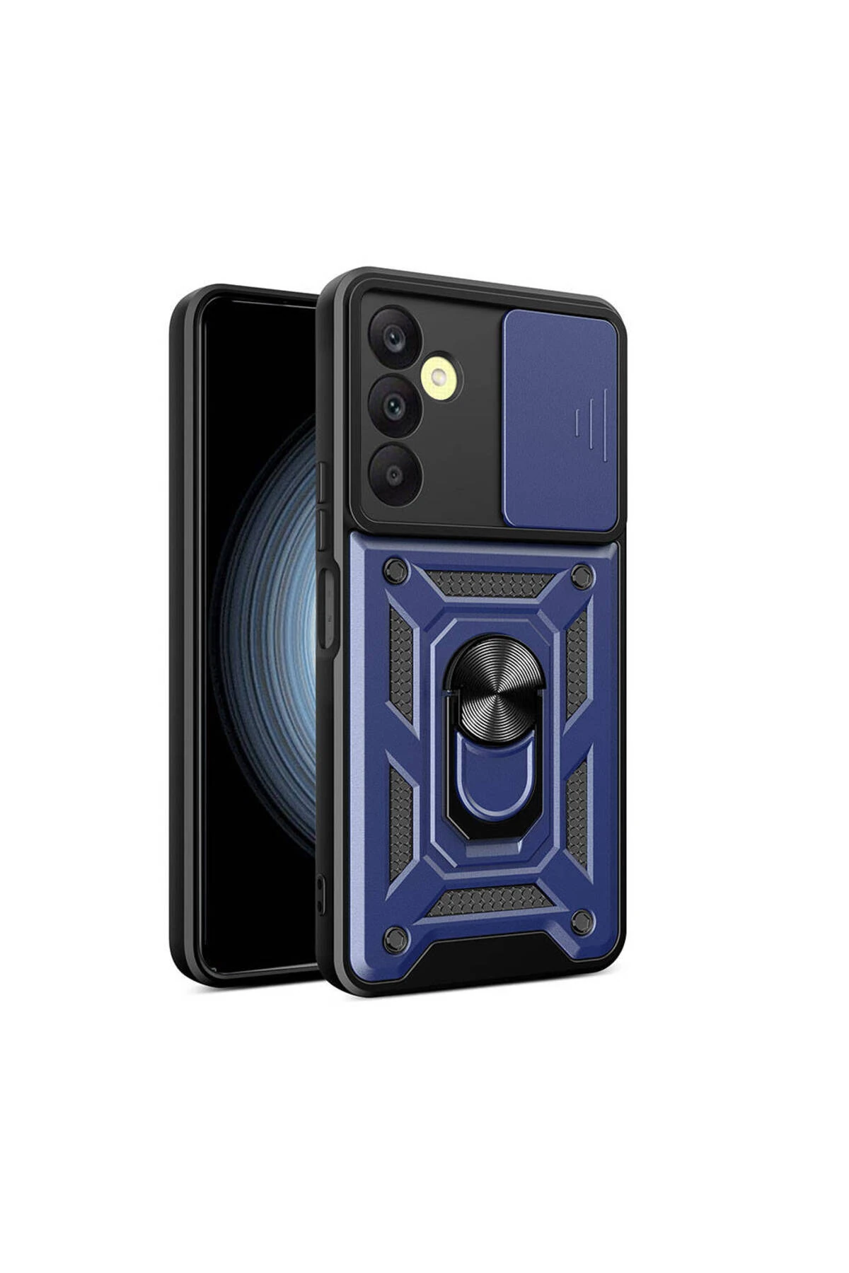 Galaxy A25 Uyumlu Kılıf Magnetik Standlı Kamera Korumalı Tknc Sürgülü Vega Kapak - Mavi