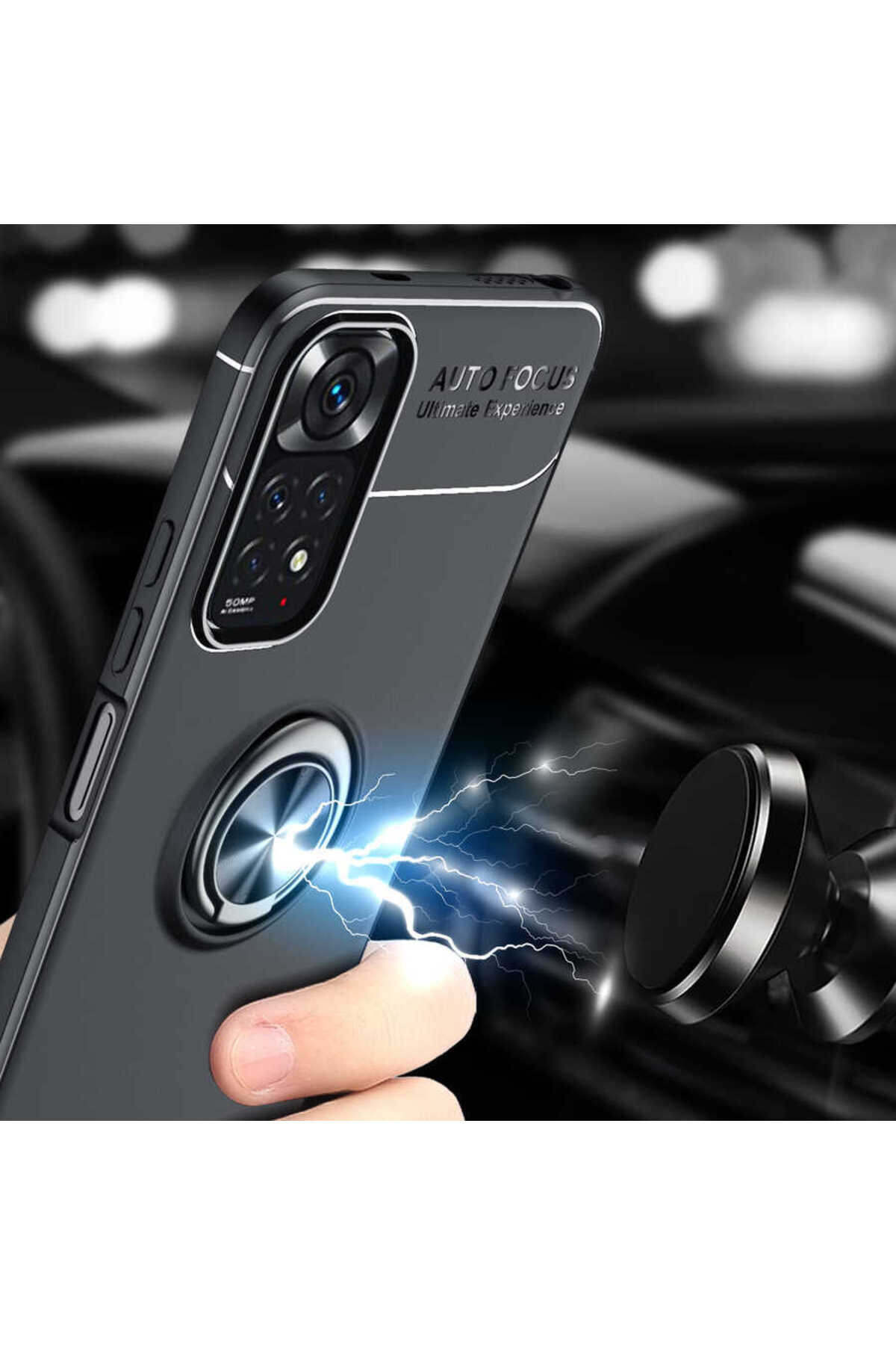 Redmi Note 11 Global Kılıf SYS Ravel Silikon Kapak - Siyah-Mavi