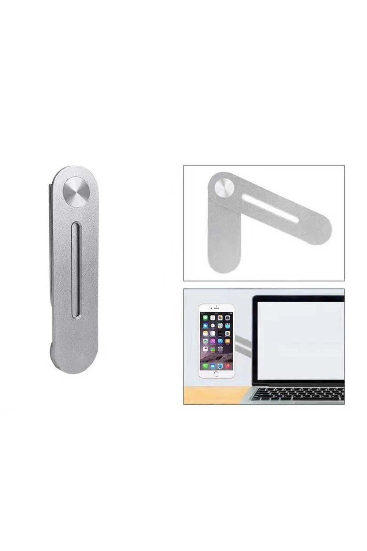 TKNC F21 Laptop - Monitör Telefon Tutucu-Gümüş