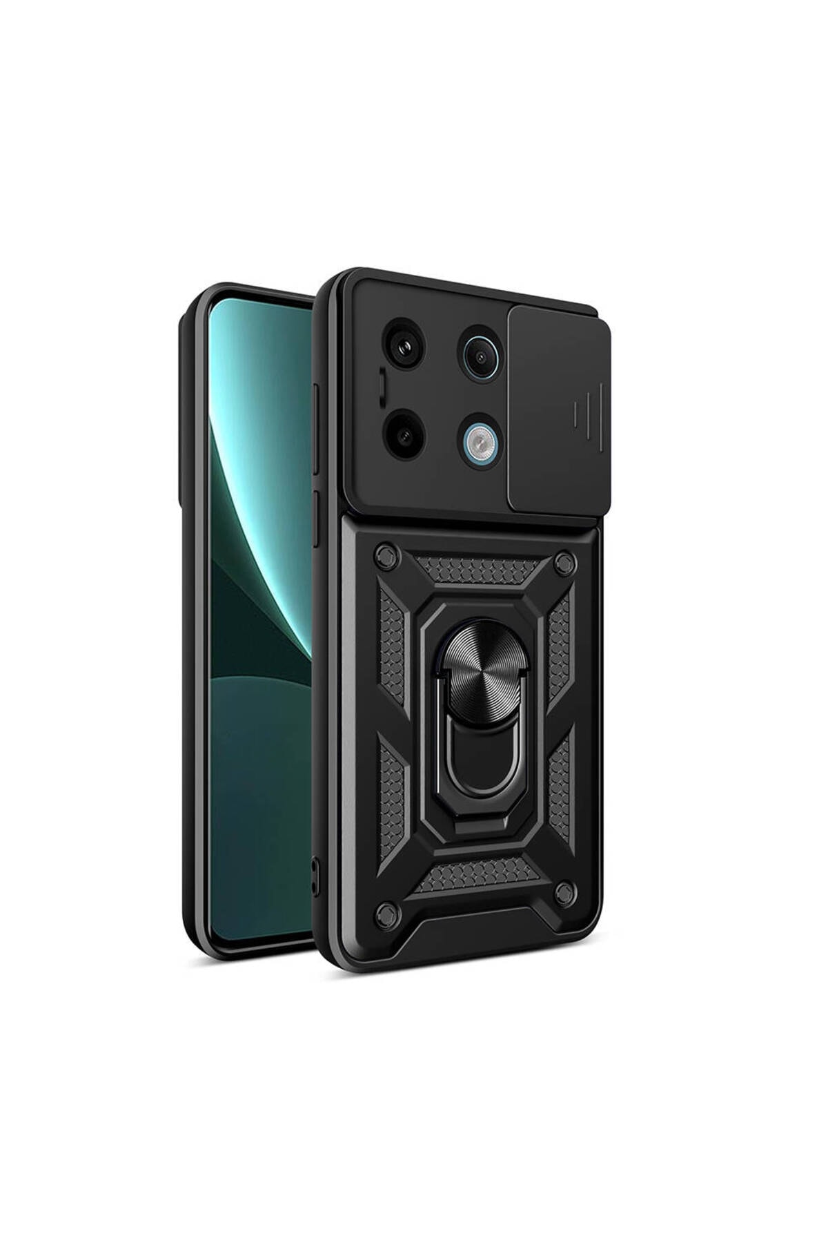 Redmi Note 13 Pro 5G Kılıf Magnetik Standlı Kamera Korumalı TLZN Sürgülü Vega Kapak - Mavi