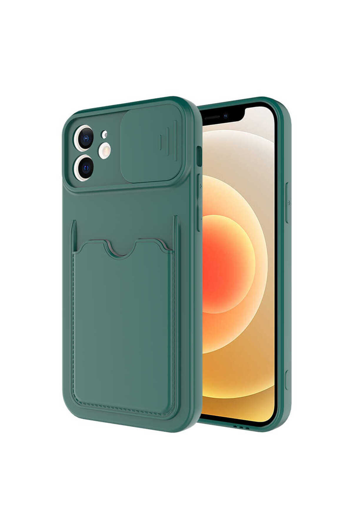 iPhone 12 Uyumlu CRCR Kartix Kılıf-Koyu Yeşil