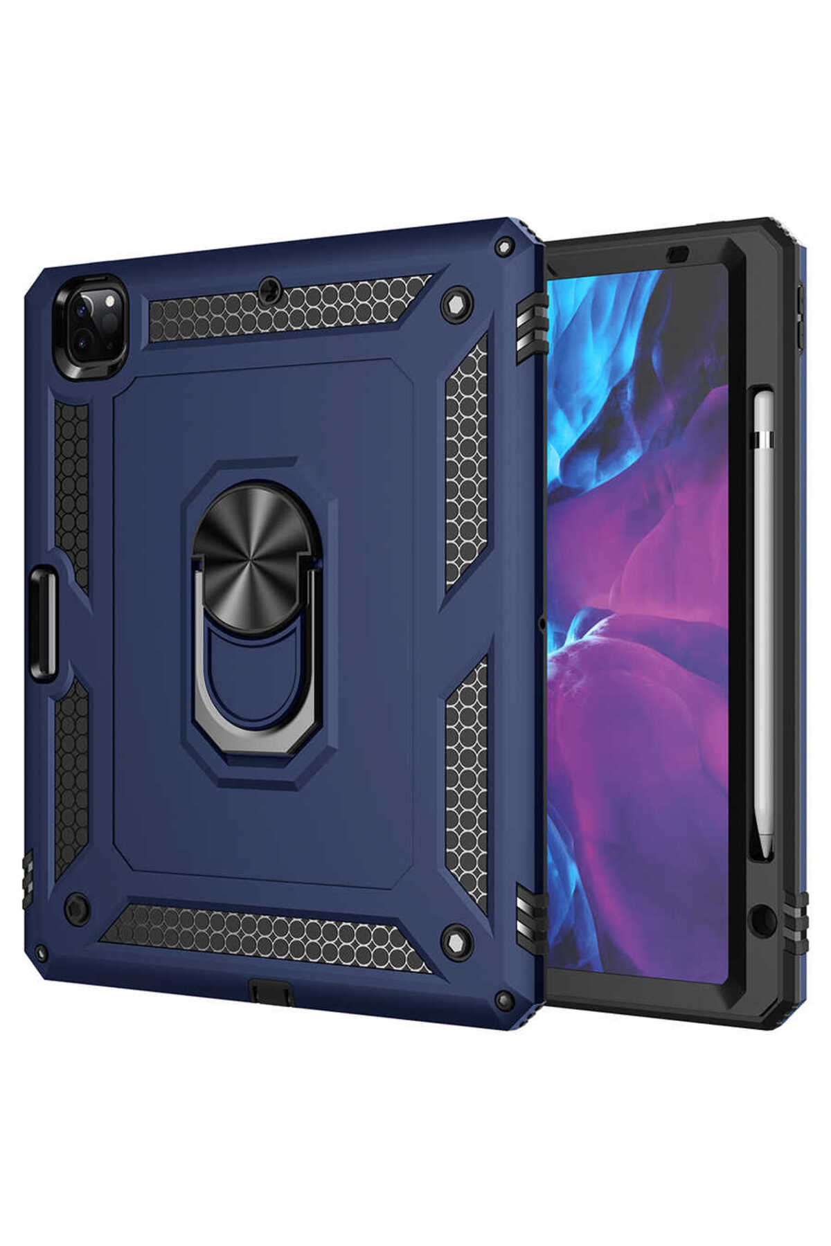 iPad Pro 12.9 2020 (4.Nesil) - Uyumlu Uyumlu OMSY Tablet Vega Kapak-Mavi