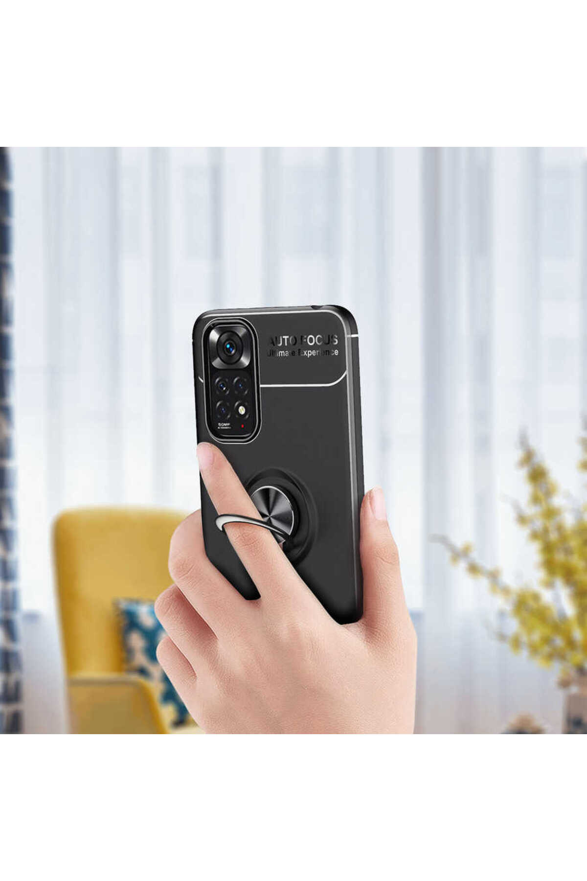 Redmi Note 11 Global Kılıf SYS Ravel Silikon Kapak - Siyah-Mavi