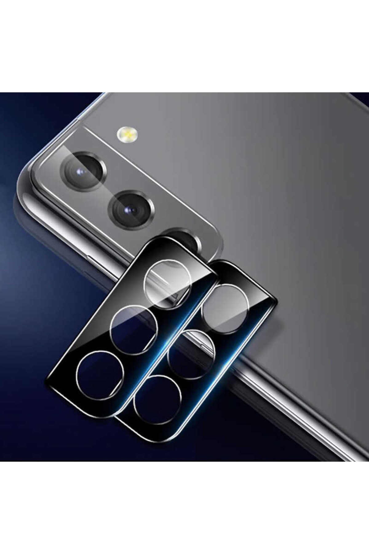 Galaxy S21 Uyumlu ECRZ Kamera Koruyucu Cam Filmi-Siyah