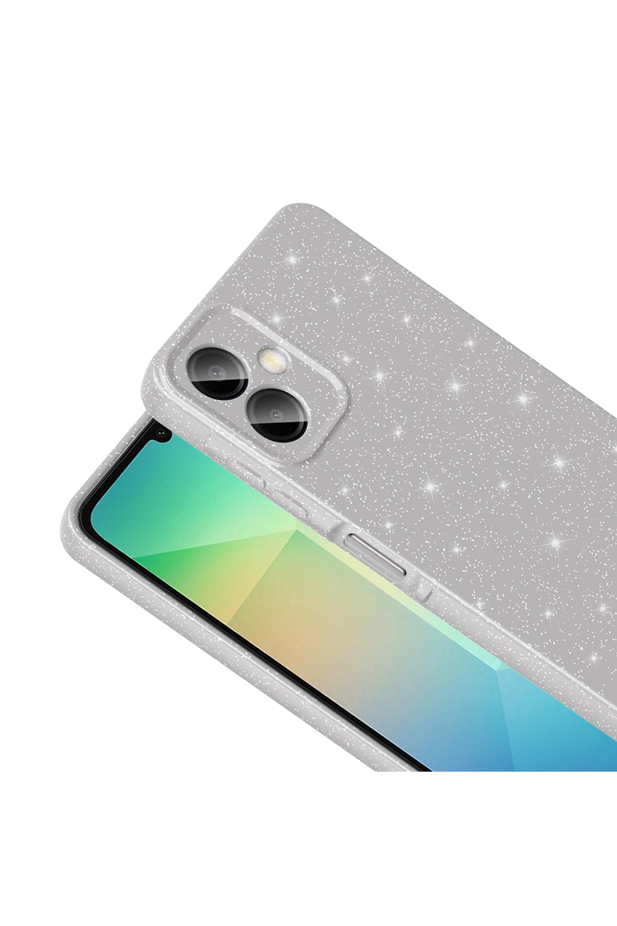 Galaxy A06 Kılıf Kamera Korumalı Simli Lüks KHYR Koton Kapak - Gümüş
