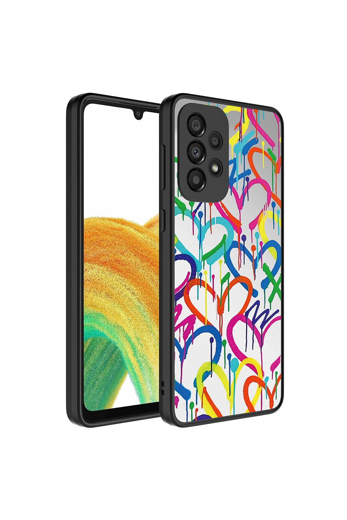 Galaxy A52 Kılıf Aynalı Desenli Kamera Korumalı Parlak KHYR Mirror Kapak - Kalp