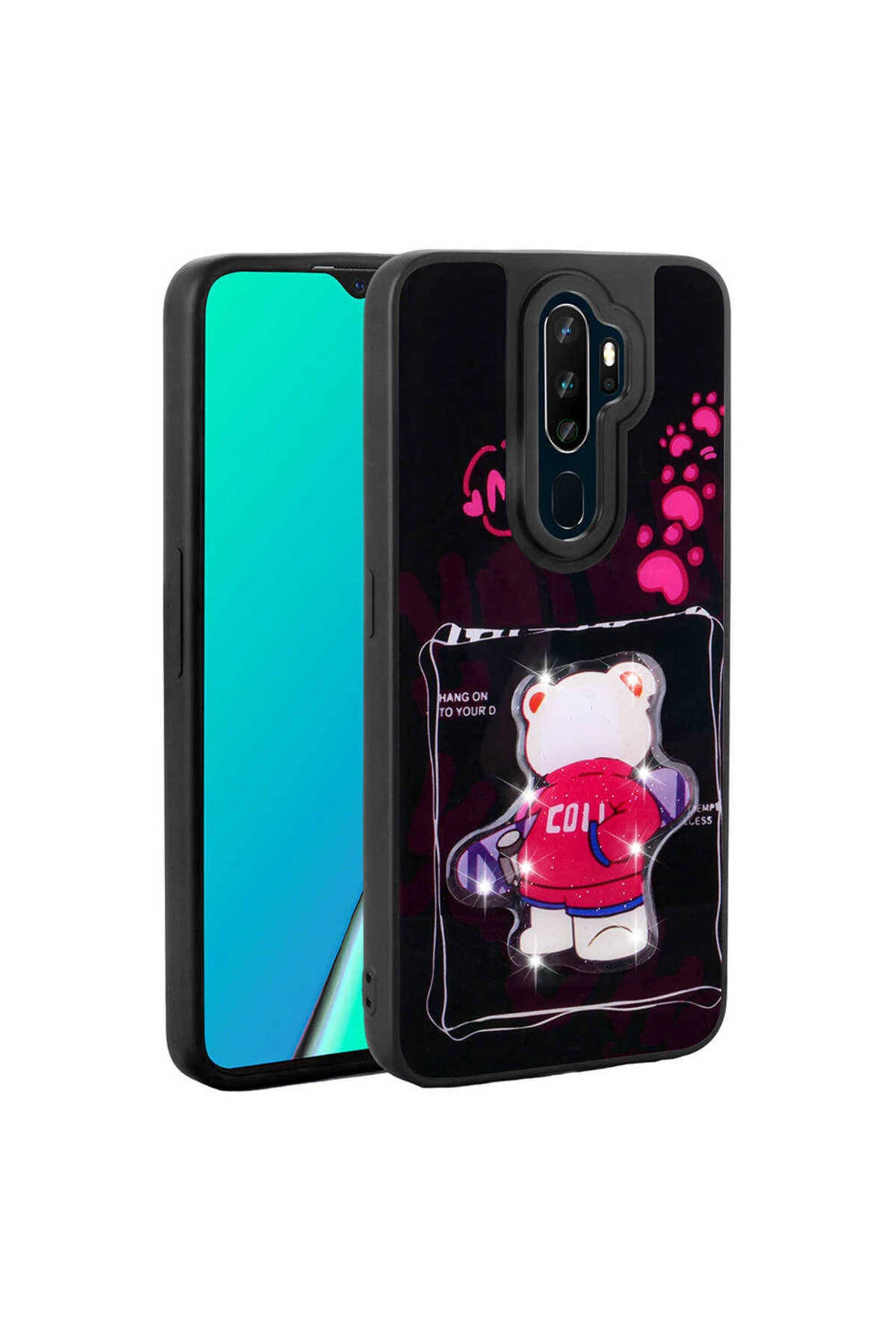 A5 2020 Kılıf Parlayan Kabartmalı İkonik Figürlü N7TH Amas Silikon Kapak - Mor