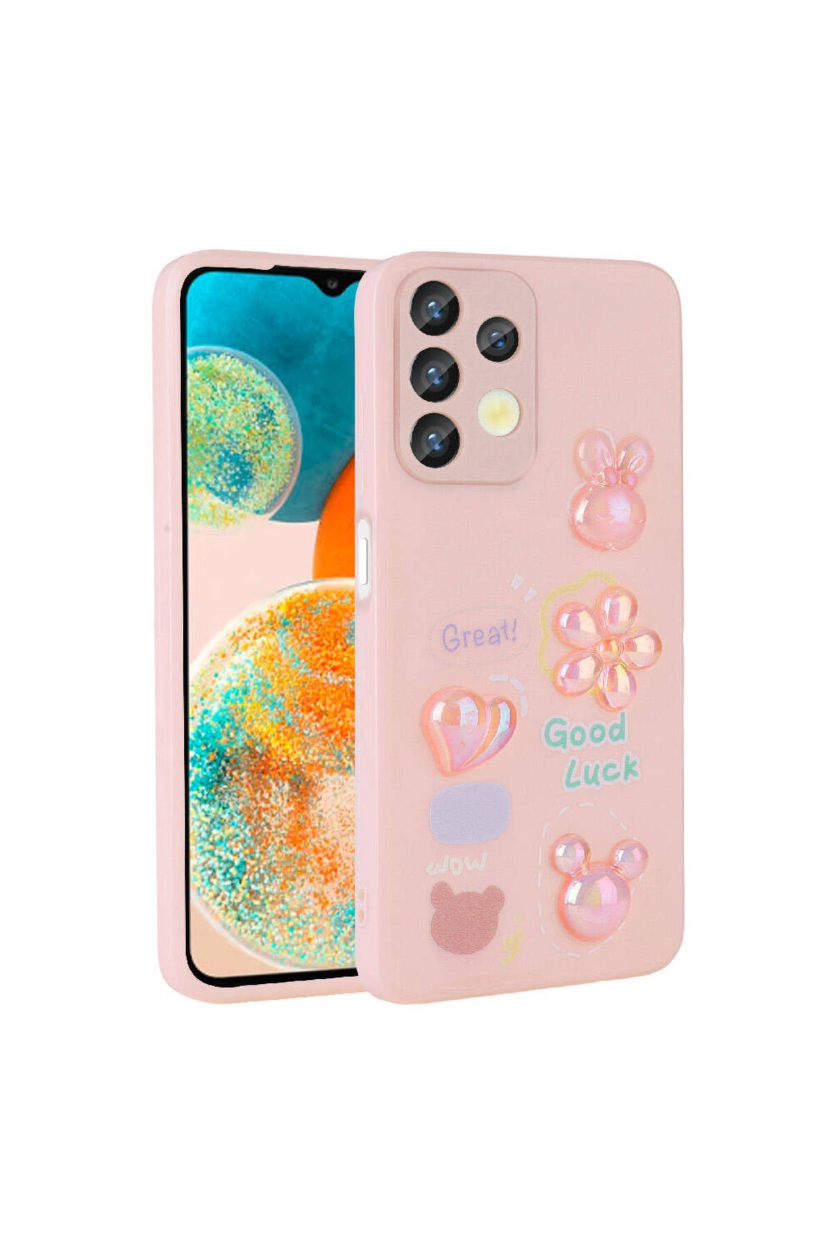 Galaxy A32 4G Kılıf Kabartma Figürlü Parlak F10T Toys Silikon Kapak - Beyaz
