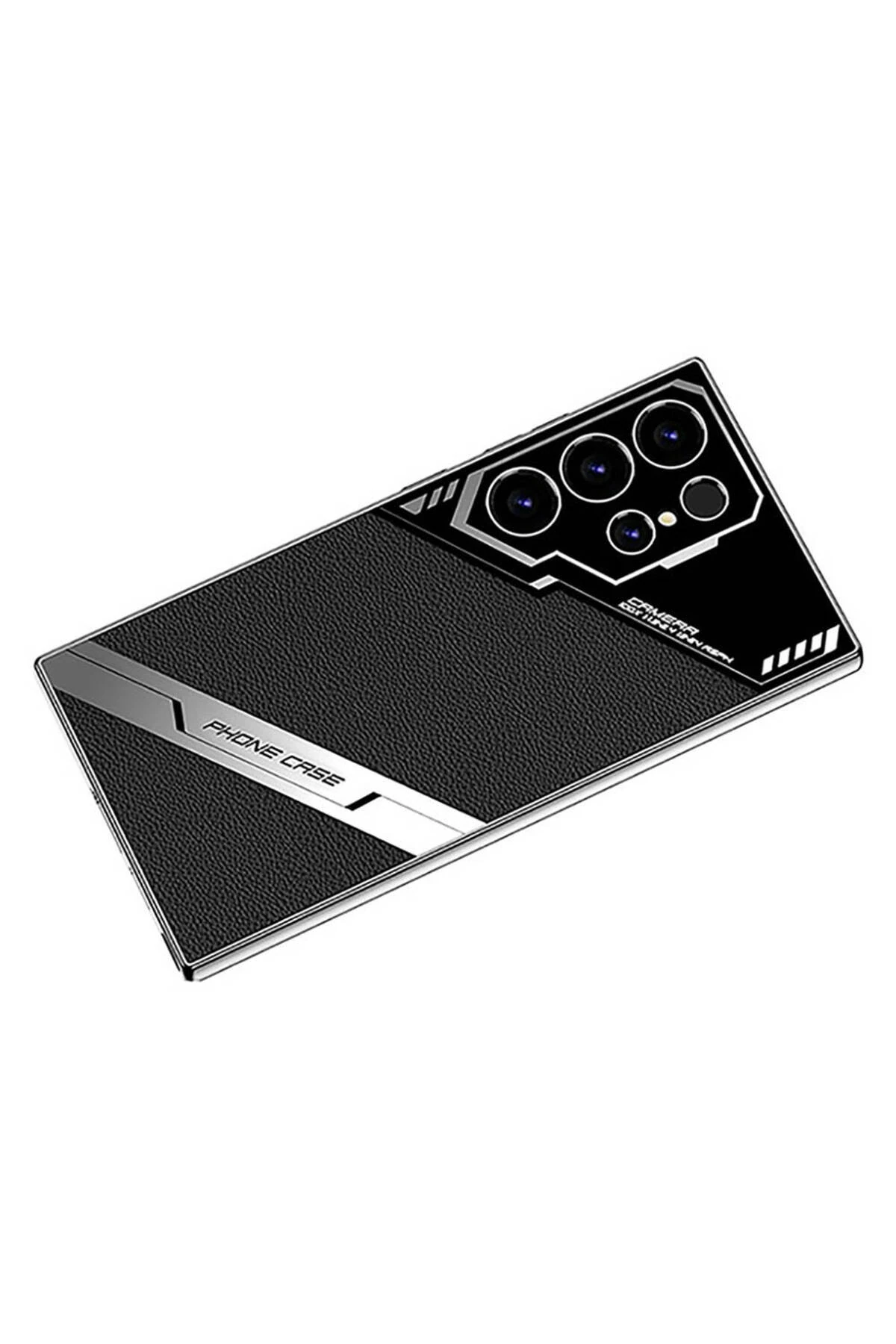 Galaxy S23 Ultra Kılıf Kamera Korumalı Suni Deri Tasarım MKST Yeni Seri Procase Kapak-Siyah