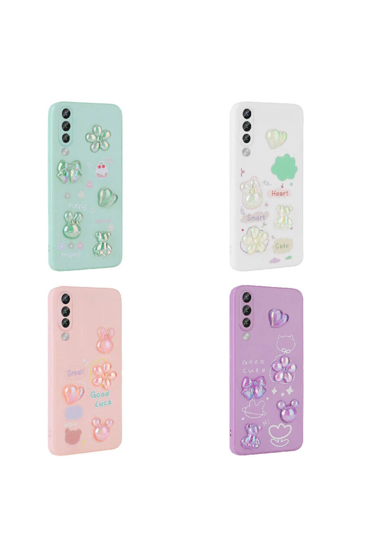 Galaxy A50 Kılıf Kabartma Figürlü Parlak TYGO Toys Silikon Kapak - Açık Yeşil