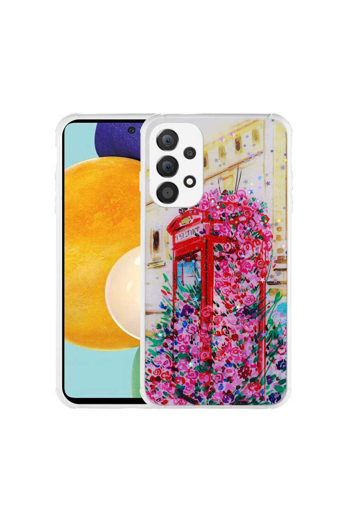 Galaxy A53 5G Kılıf Simli Desenli Kamera Korumalı Parlak CRCR Popy Kapak - Kulübe