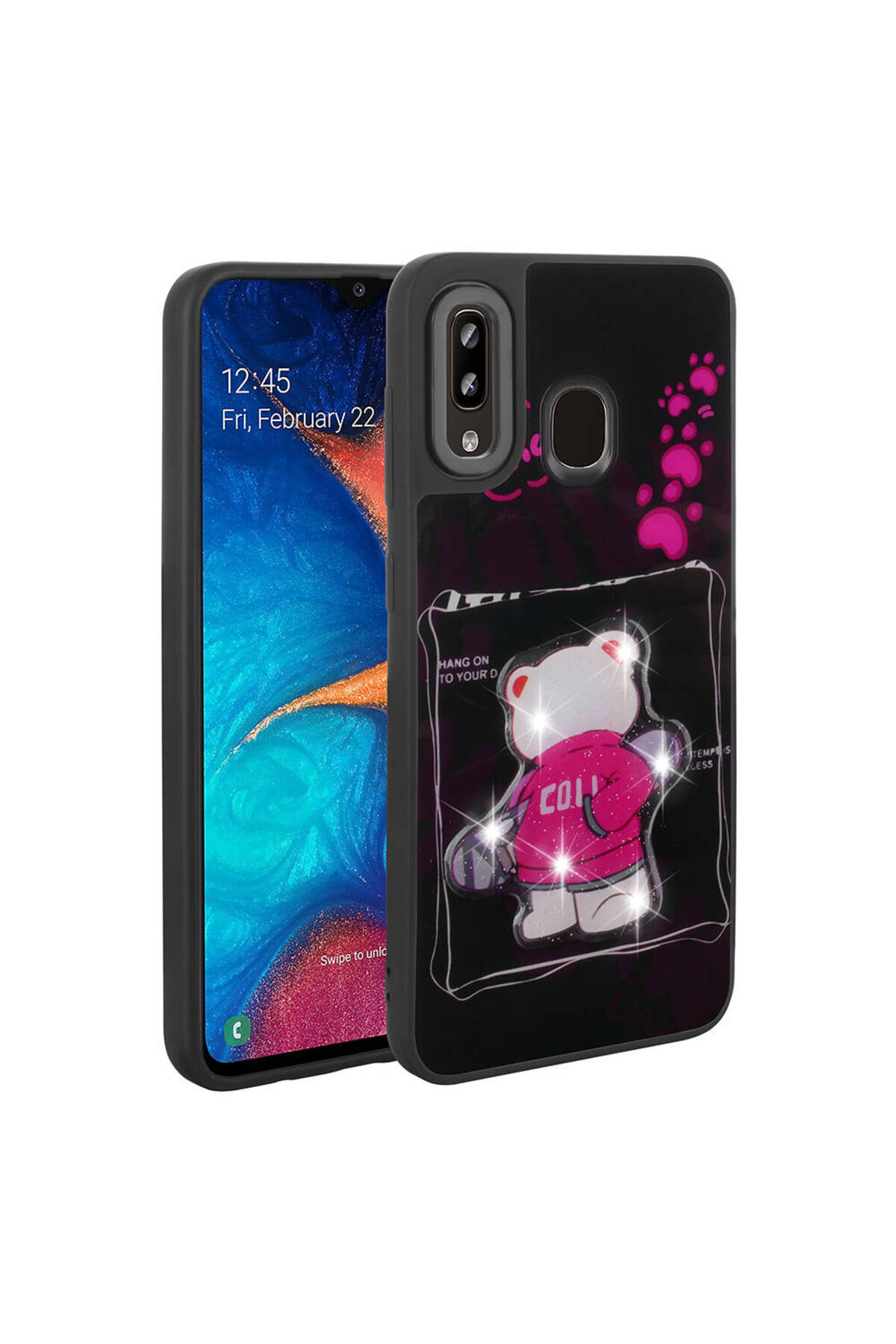 Galaxy A30 Kılıf Parlayan Kabartmalı İkonik Figürlü MNC Amas Silikon Kapak - Siyah