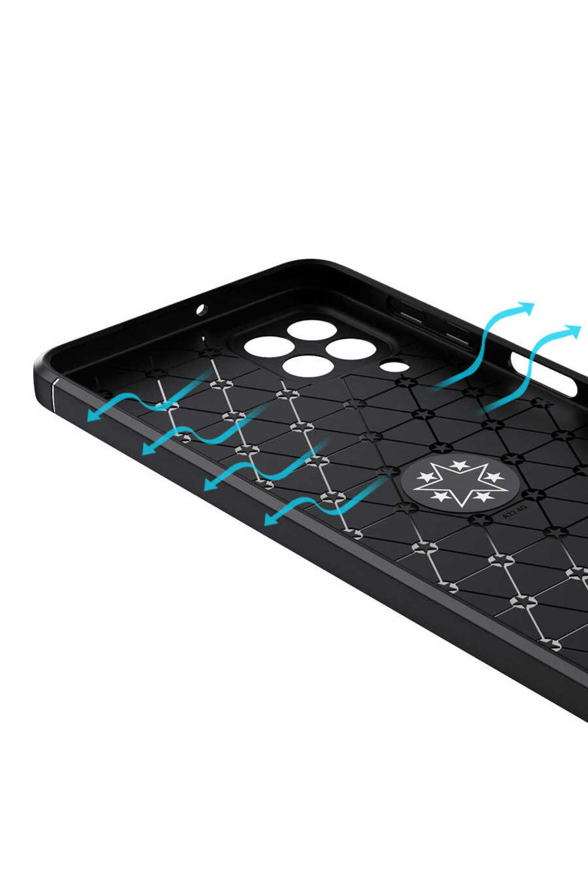 Galaxy M22 Kılıf MSCS Ravel Silikon Kapak - Siyah-Rose Gold