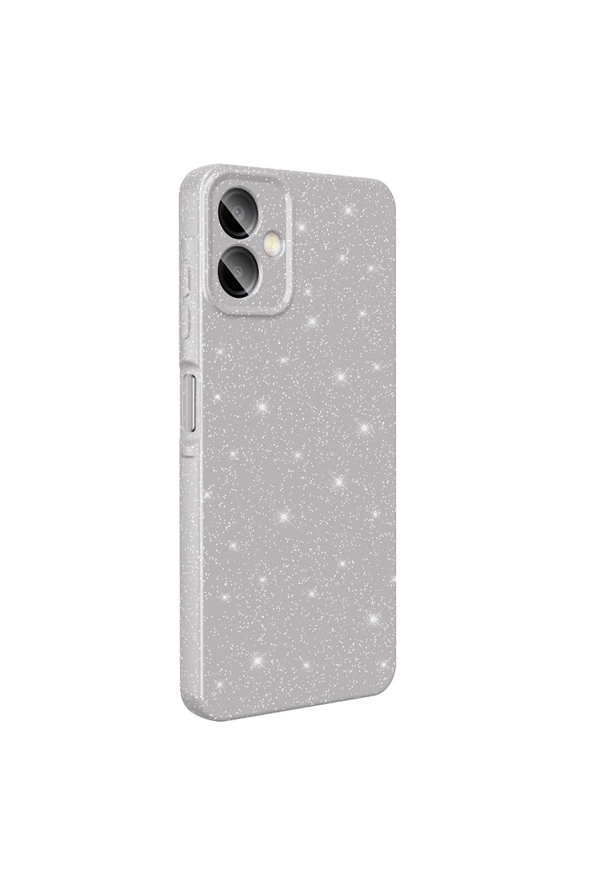 Galaxy A06 Kılıf Kamera Korumalı Simli Lüks KHYR Koton Kapak - Gümüş