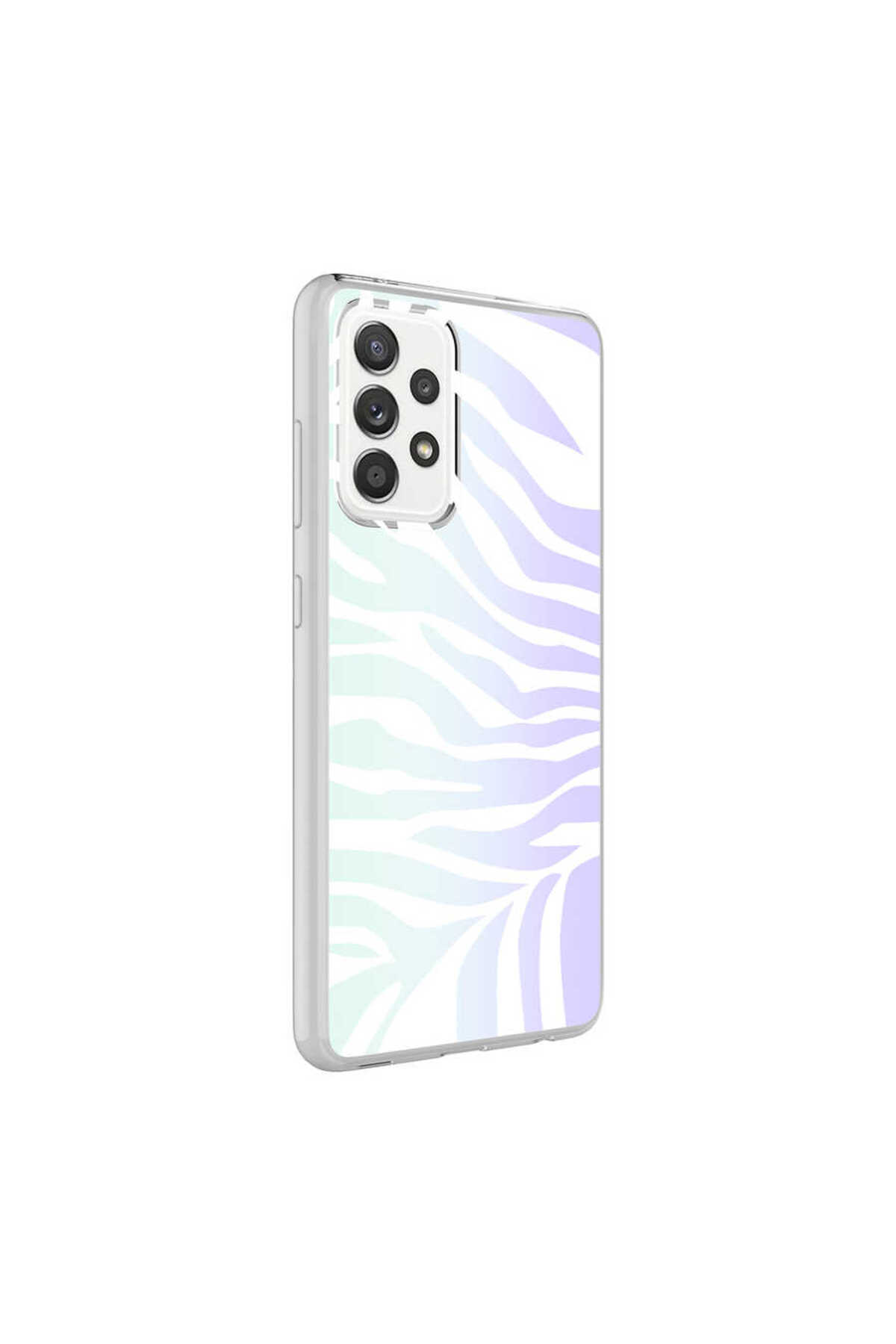 Galaxy A52 Kılıf MKST M-Blue Desenli Kapak - Zebra No1