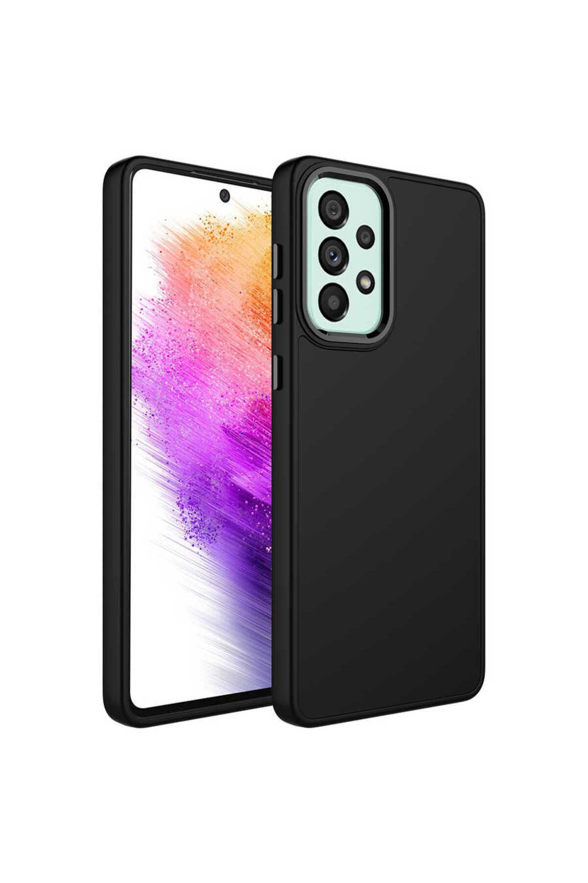 Galaxy A32 4G Kılıf Metal Çerçeve ve Buton Tasarımlı Silikon ECRZ Luna Kapak - Lila