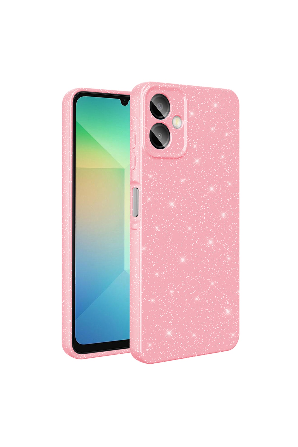 Galaxy A06 Kılıf Kamera Korumalı Simli Lüks JOEC Koton Kapak - Açık Pembe
