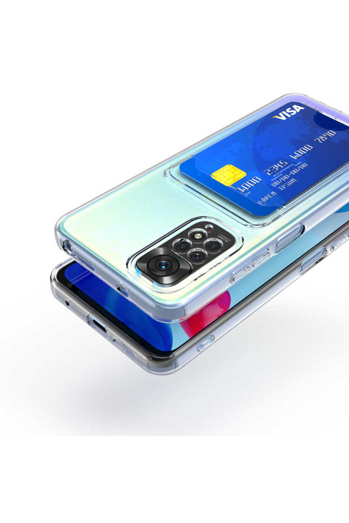 Redmi Note 11 Pro 5G Kılıf Kartlıklı Şeffaf MSCS Setra Clear Silikon Kapak - Renksiz