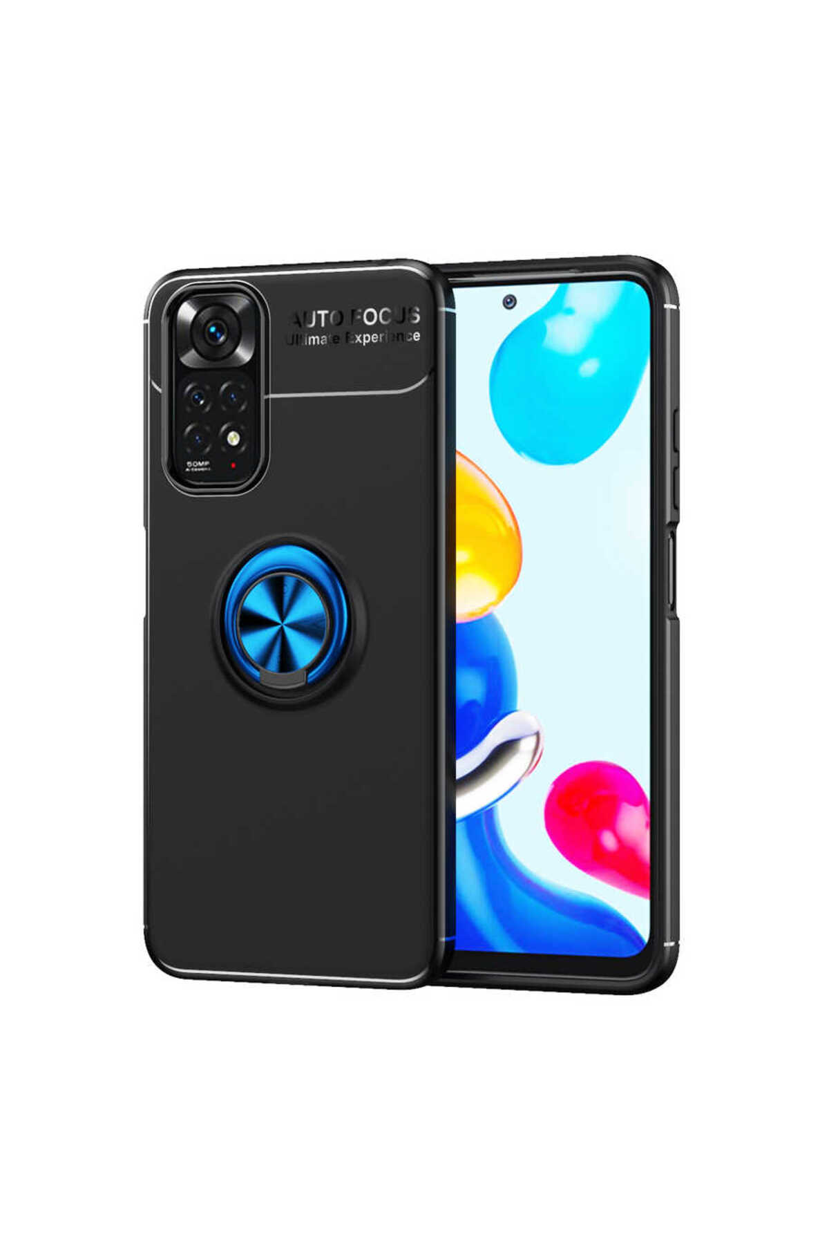 Redmi Note 11 Global Kılıf SYS Ravel Silikon Kapak - Siyah-Mavi