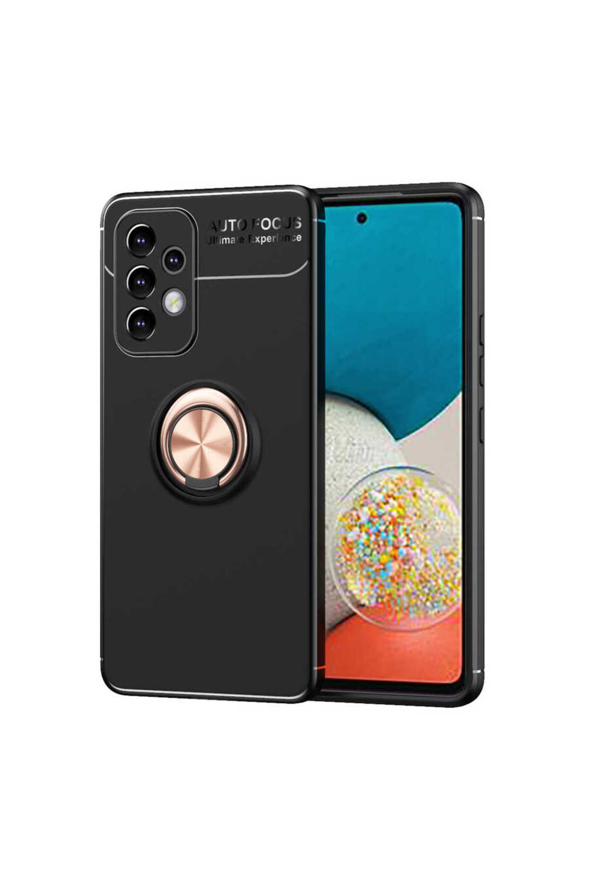 Galaxy A33 5G Kılıf Zore Ravel Silikon Kapak - Siyah-Rose Gold