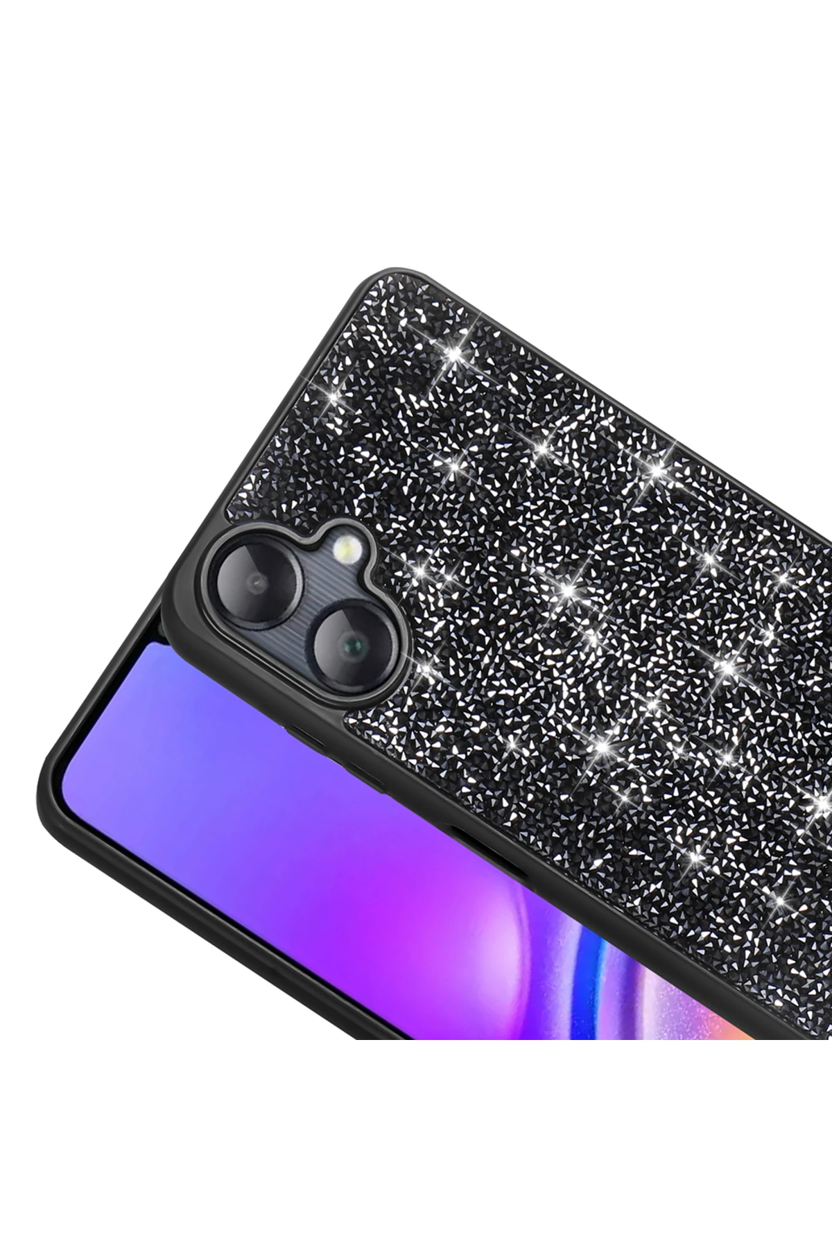Galaxy A06 Kılıf Parlak Taşlı Tasarım EFFX Pırlanta Kapak - Beyaz