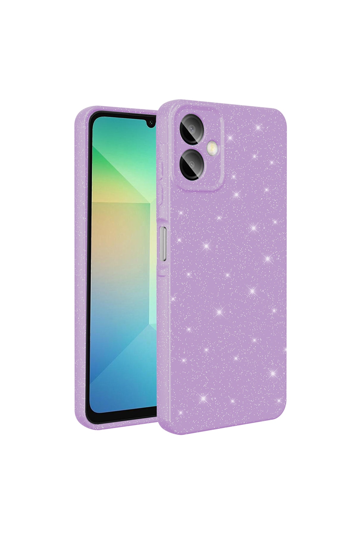 Galaxy A06 Kılıf Kamera Korumalı Simli Lüks KHYR Koton Kapak - Gümüş