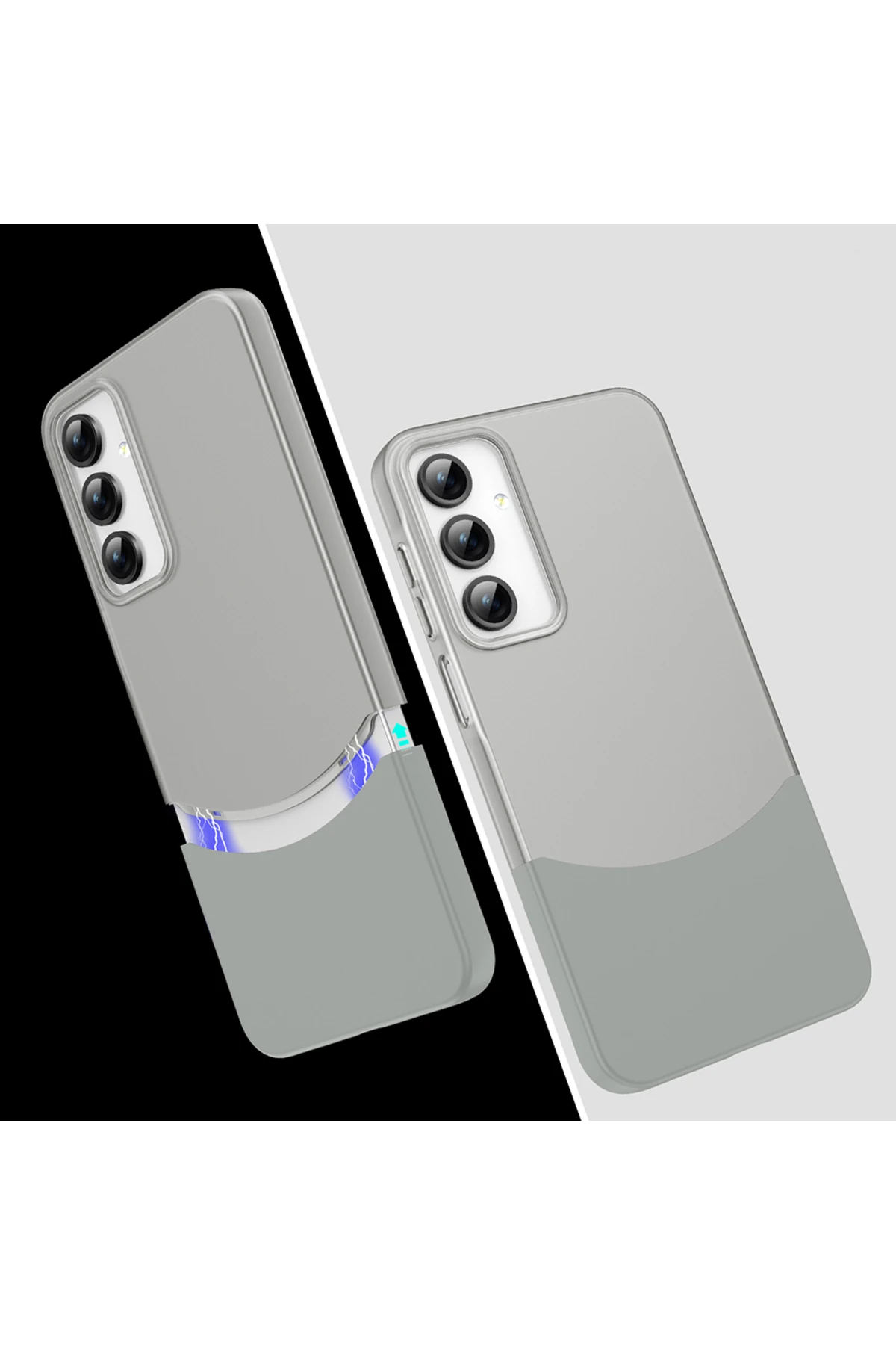 Galaxy A35 Kılıf Mıknatıslı EFFX Duble Kapak - Gri