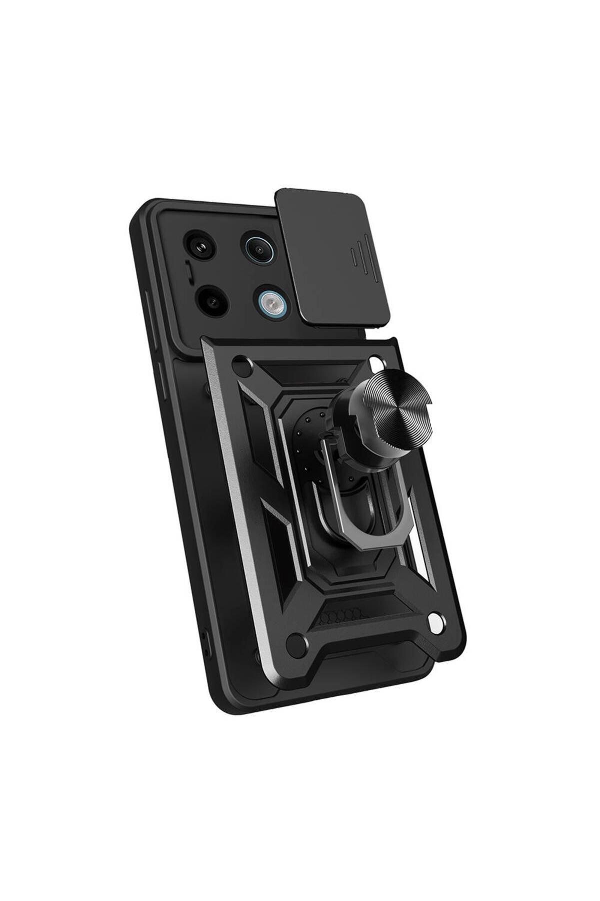 Redmi Note 13 Pro 5G Kılıf Magnetik Standlı Kamera Korumalı TLZN Sürgülü Vega Kapak - Mavi