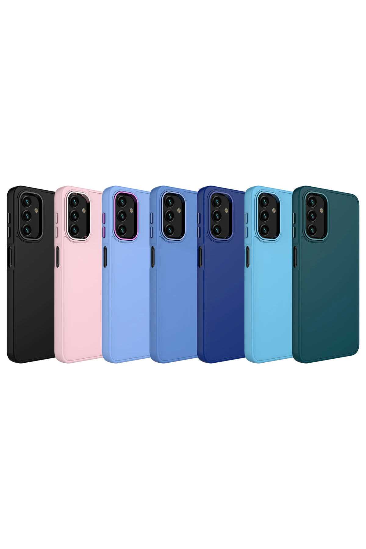 Galaxy A04S Kılıf Metal Çerçeve ve Buton Tasarımlı Silikon TKNC Luna Kapak - Pembe