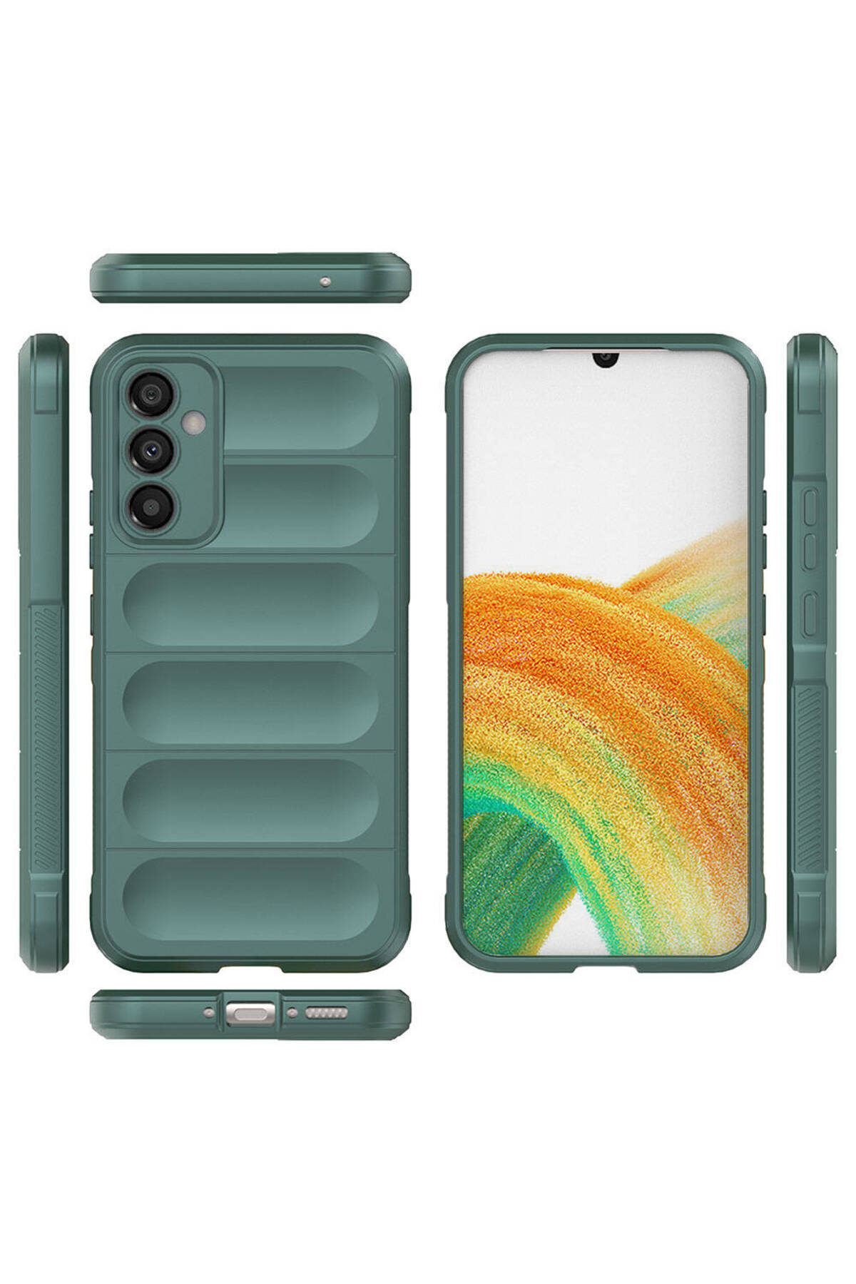Galaxy A34 Kılıf Esnek TPU Oyuklu Arka Yüzey Tasarımlı OMSY Etnik Silikon Kapak - Siyah