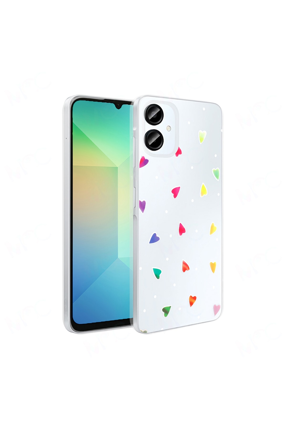 Galaxy A06 Kılıf Şeffaf Figürlü Folk Sert Kapak - Kalp