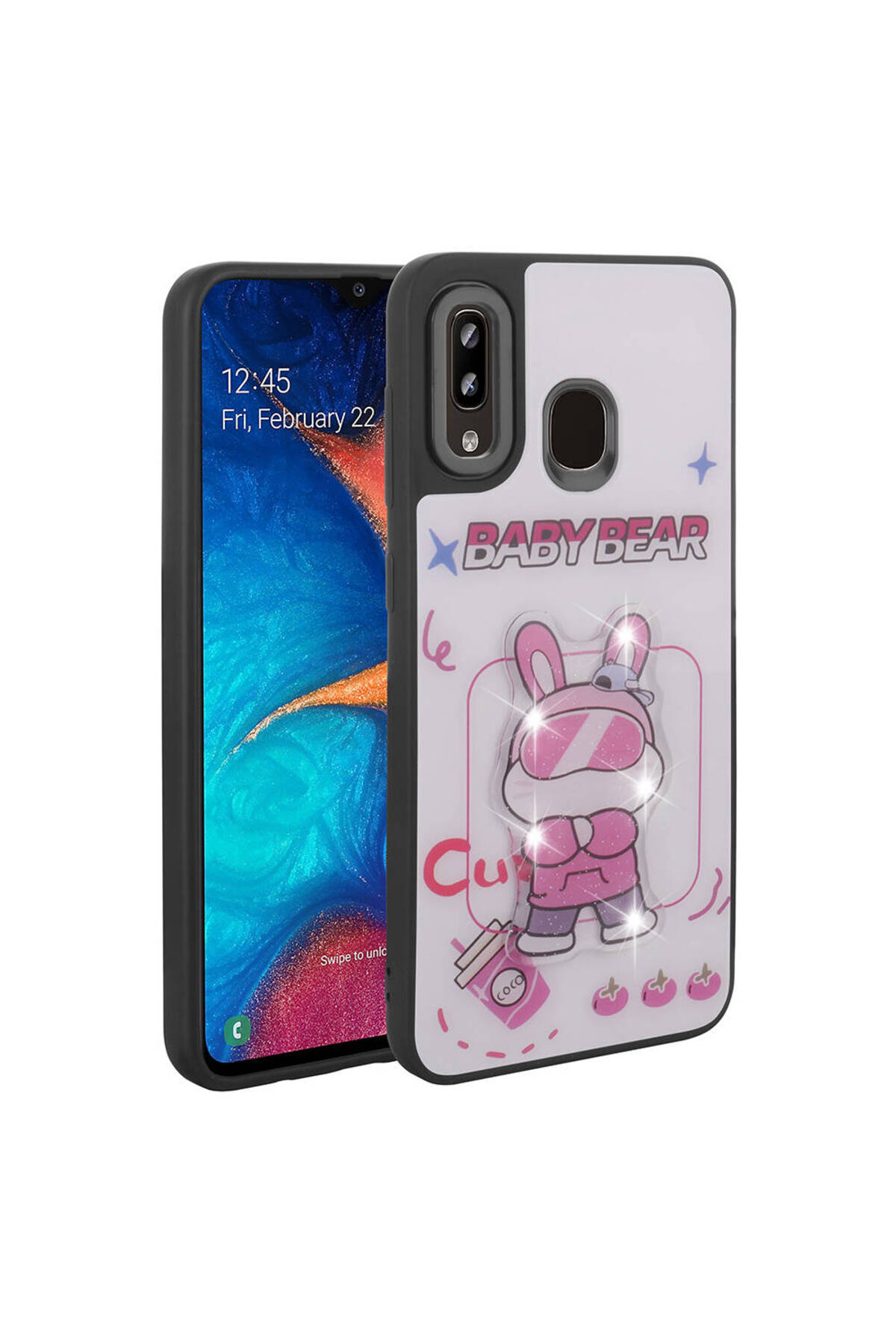Galaxy A30 Kılıf Parlayan Kabartmalı İkonik Figürlü OMSY Amas Silikon Kapak - Beyaz