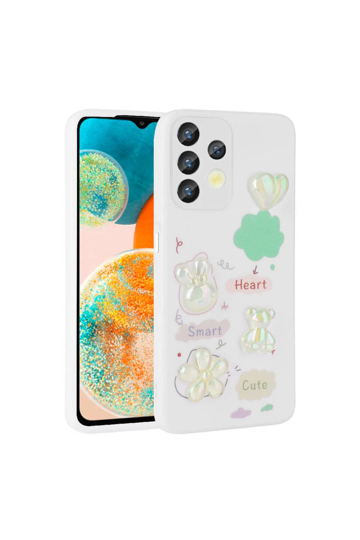 Galaxy A32 4G Kılıf Kabartma Figürlü Parlak F10T Toys Silikon Kapak - Beyaz