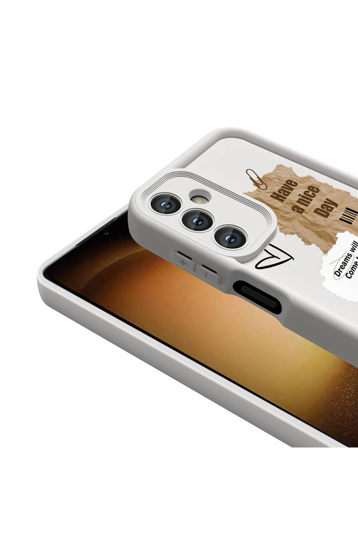 Galaxy A25 Kılıf Kamera Korumalı Baskılı Arka Yüzey OMSY Klas Kapak - Beyaz