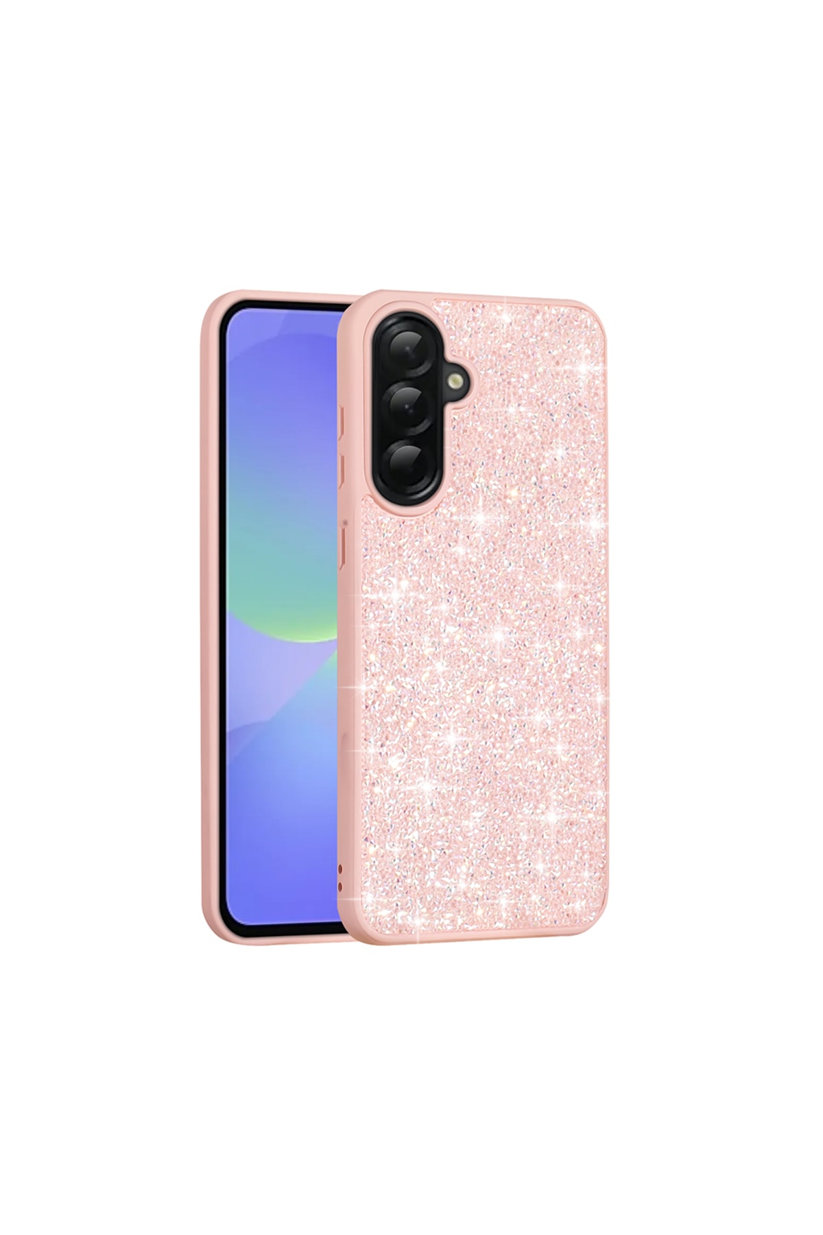 Galaxy A56 Kılıf Parlak Taşlı Tasarım HZRV Pırlanta Kapak - Beyaz