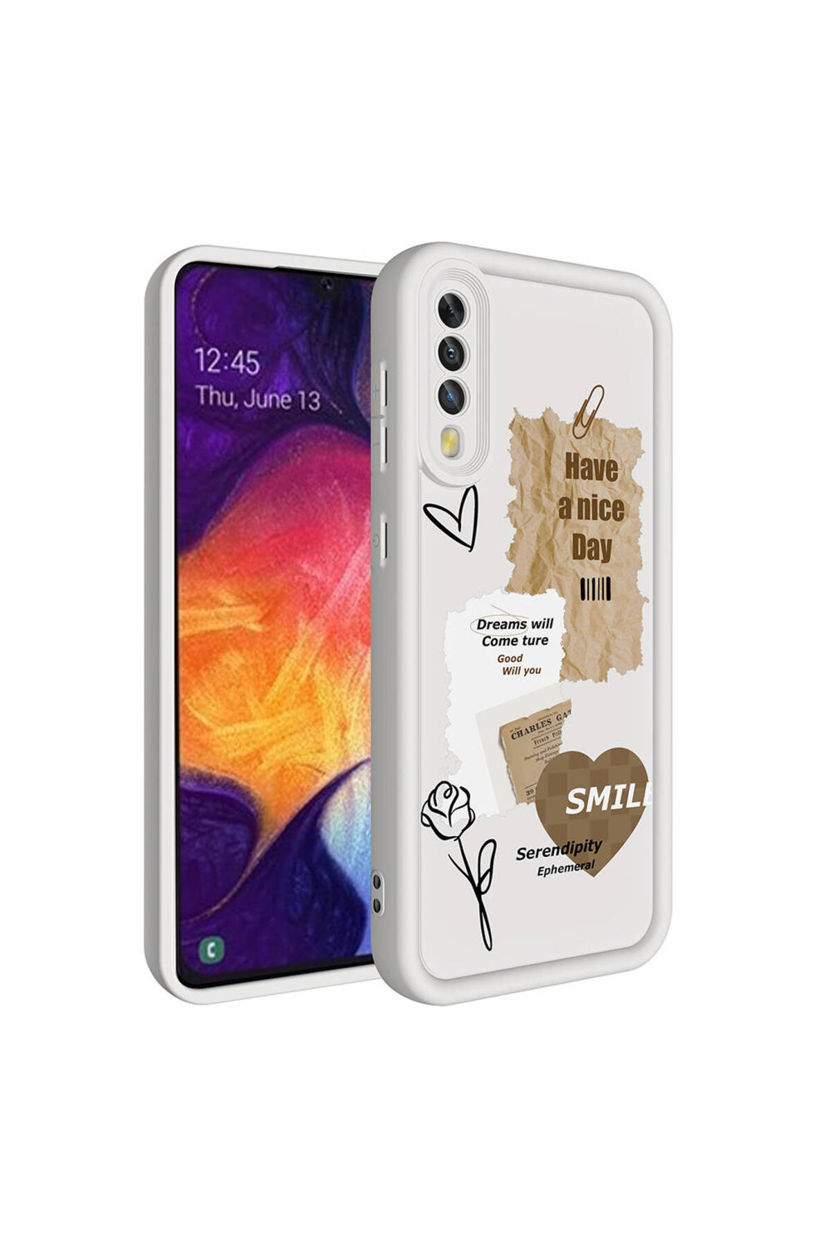 Galaxy A50 Kılıf Kamera Korumalı Baskılı Arka Yüzey MKST Klas Kapak - Siyah