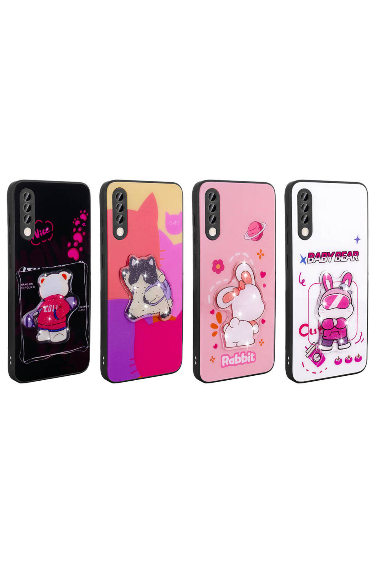 Galaxy A50 Kılıf Parlayan Kabartmalı İkonik Figürlü MXSP Amas Silikon Kapak - Pembe